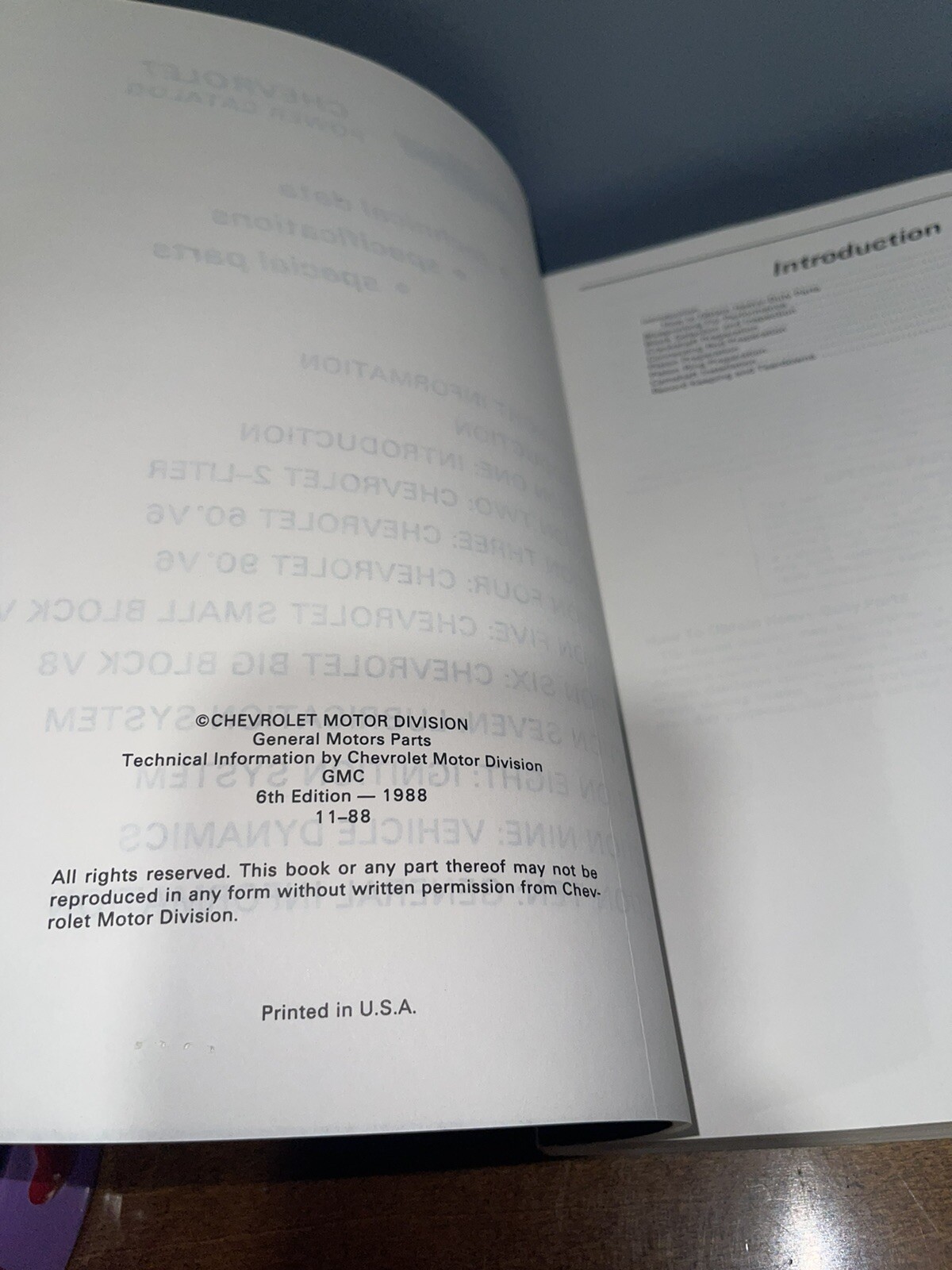 Chevrolet Power Catalog Technical Data, Specs and Special Parts 6th Edition 1988
