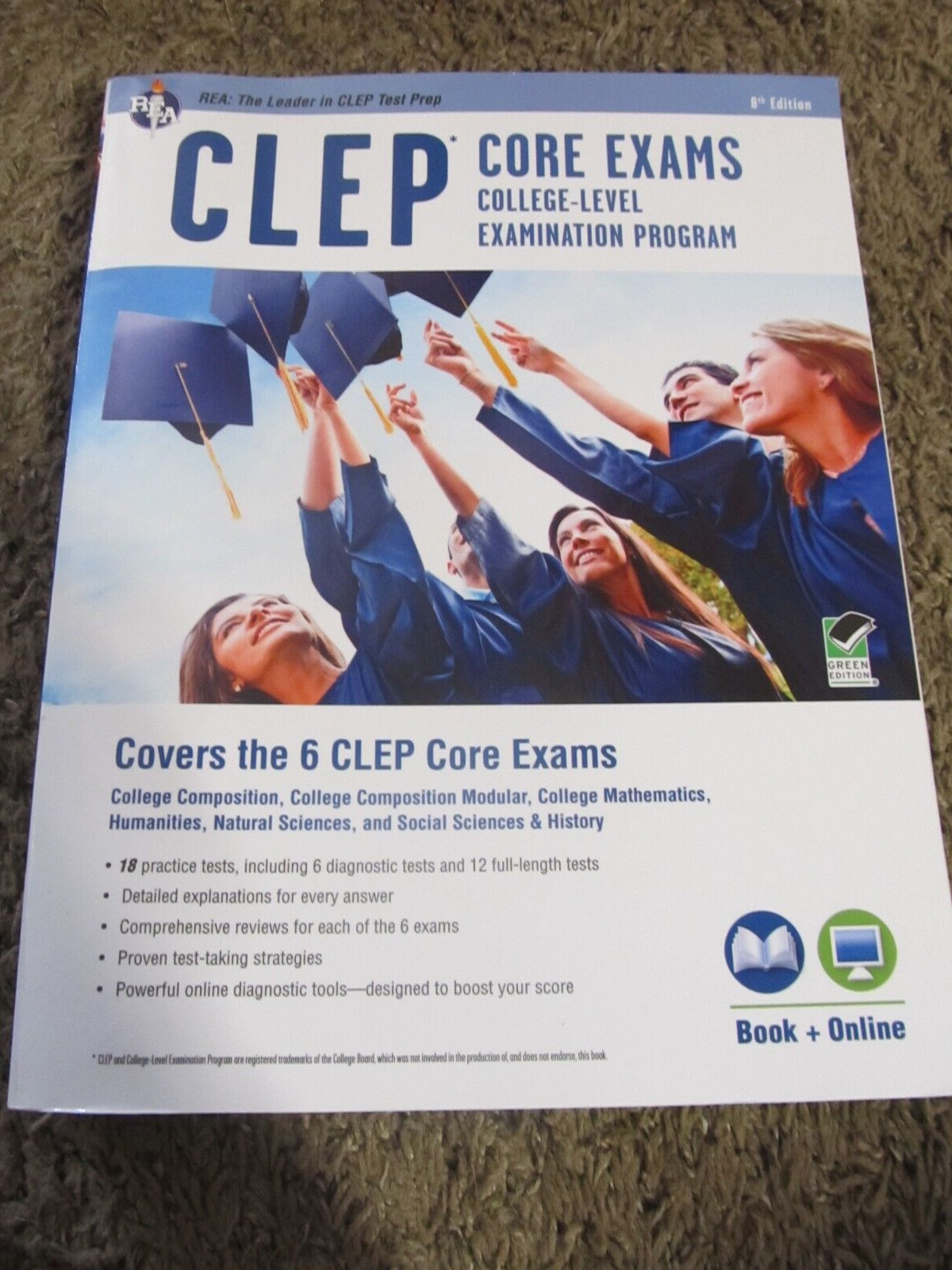 CLEP Core Exams College Level Examination Program REA Book & Online 8e FINE