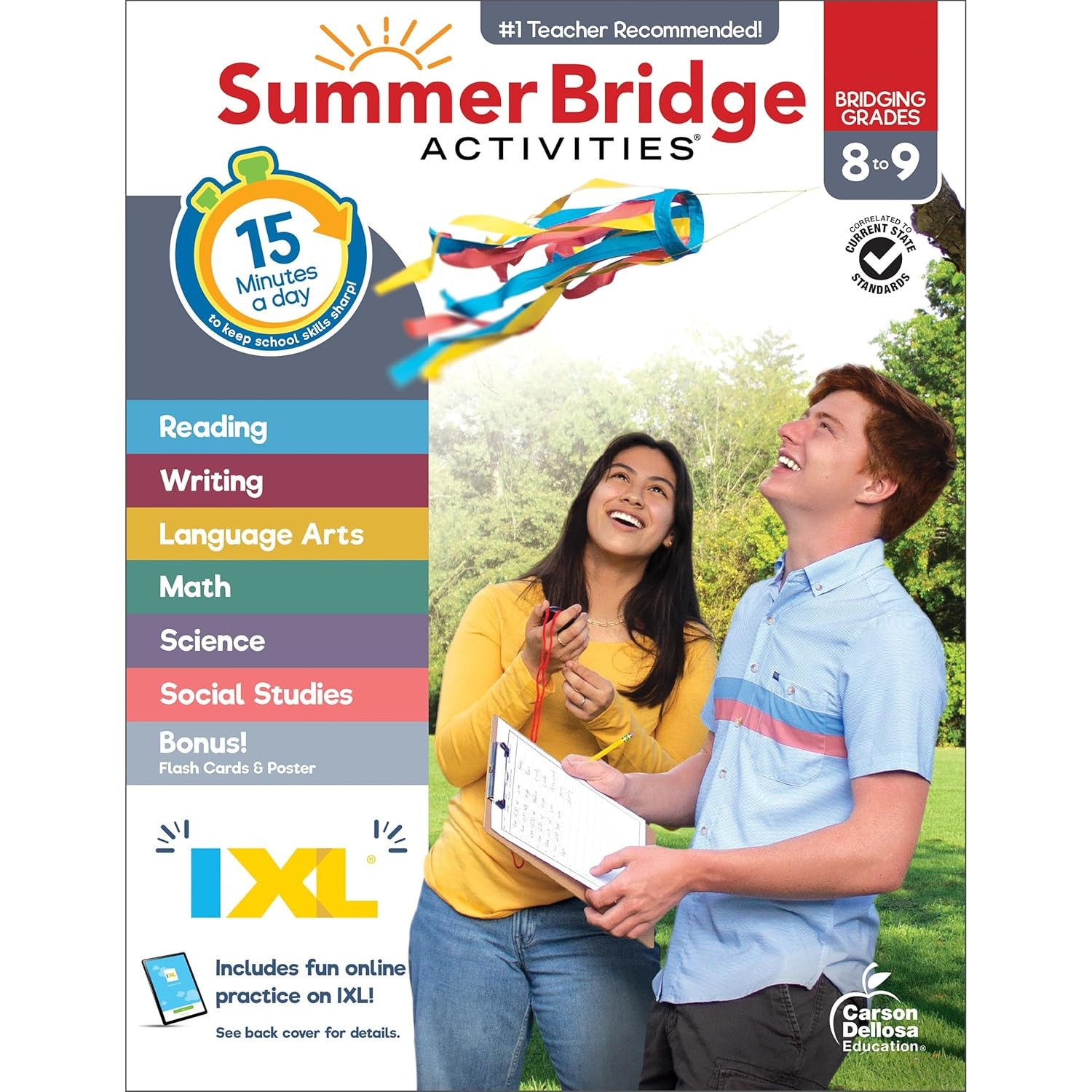 Comprehensive Summer Bridge Workbooks for 8th to 9th Grade Students