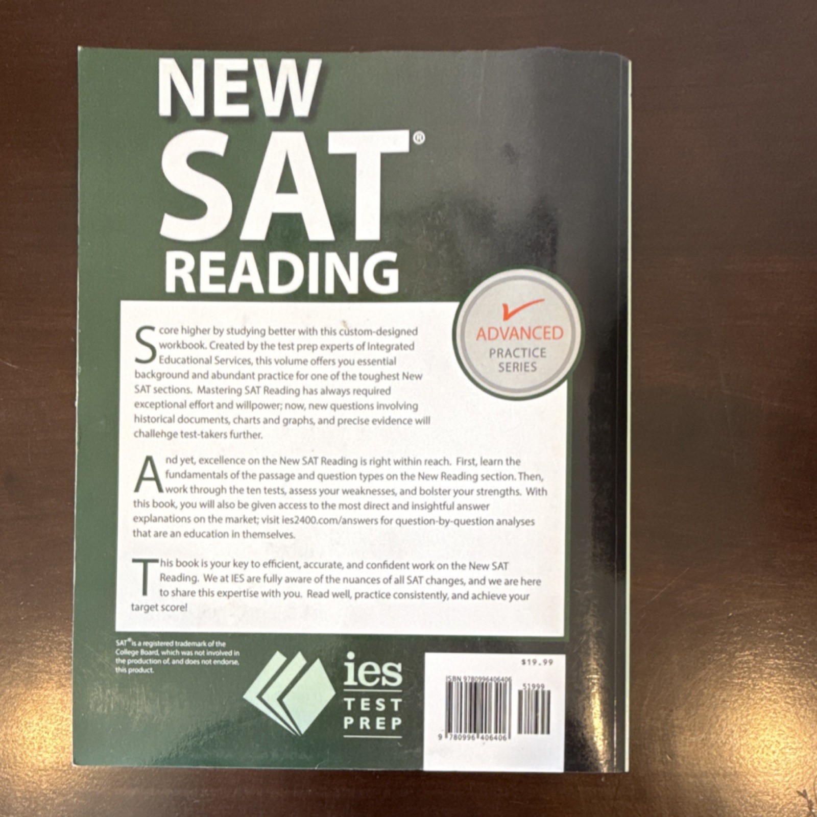 Integrated Educational Services New SAT Reading Advanced Practice Series Study …