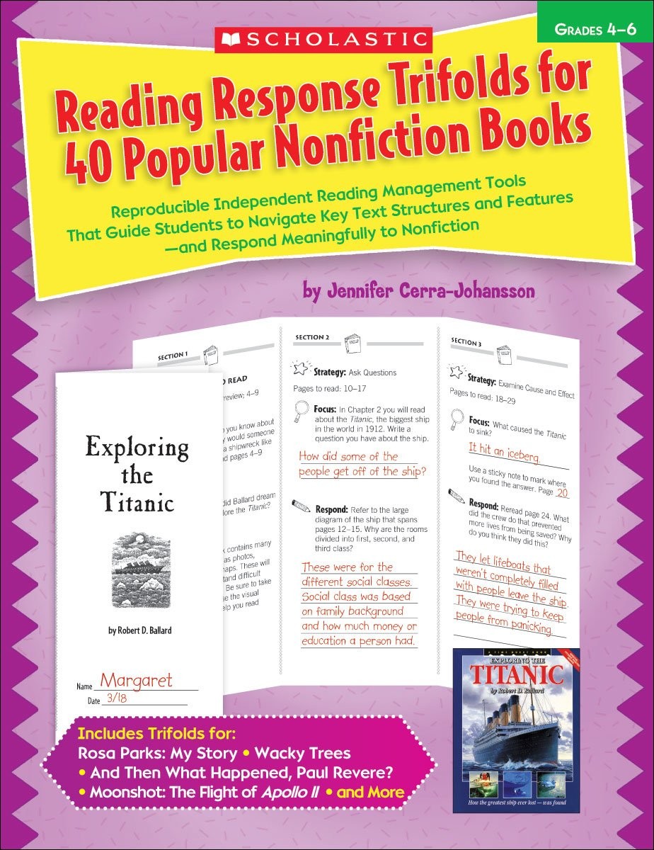 Reading Response Trifolds for 40 Popular Nonfiction Books: Grades 4-6: Repro…