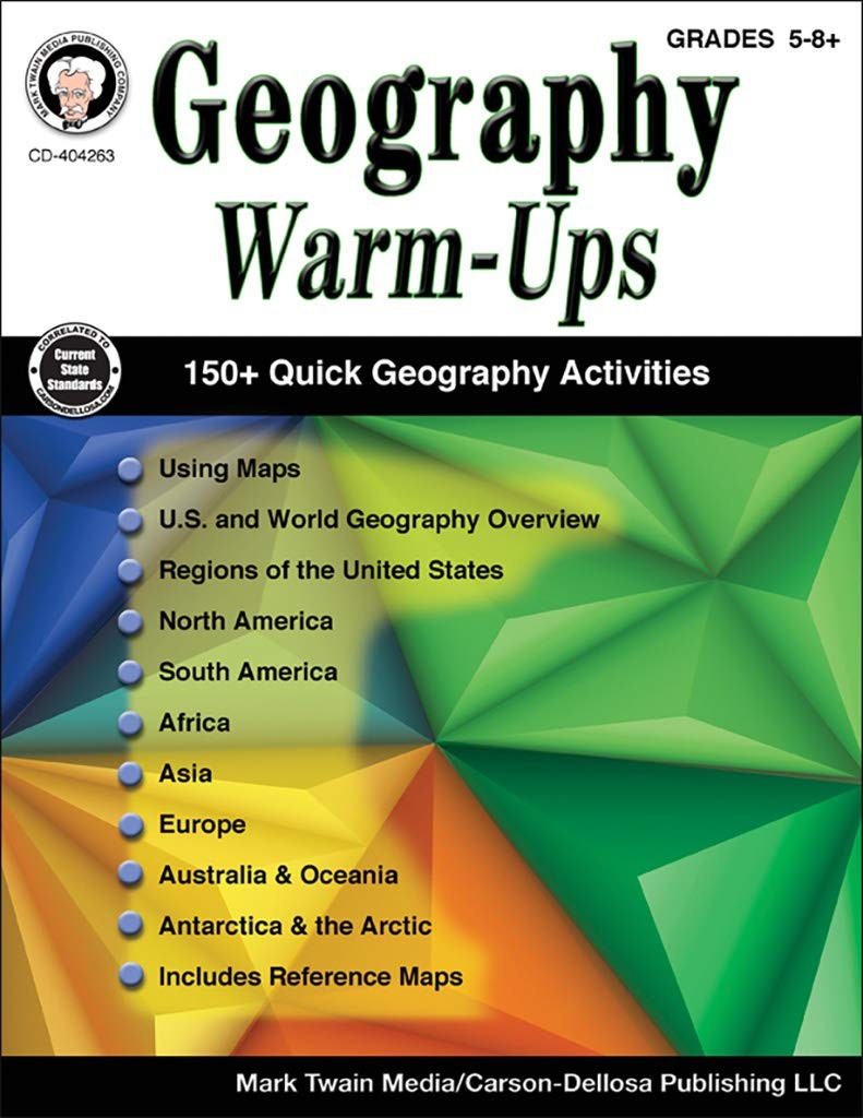 Mark Twain Media | Geography Warm-Ups Workbook | 5th-6th Grade, 96pgs by Barden