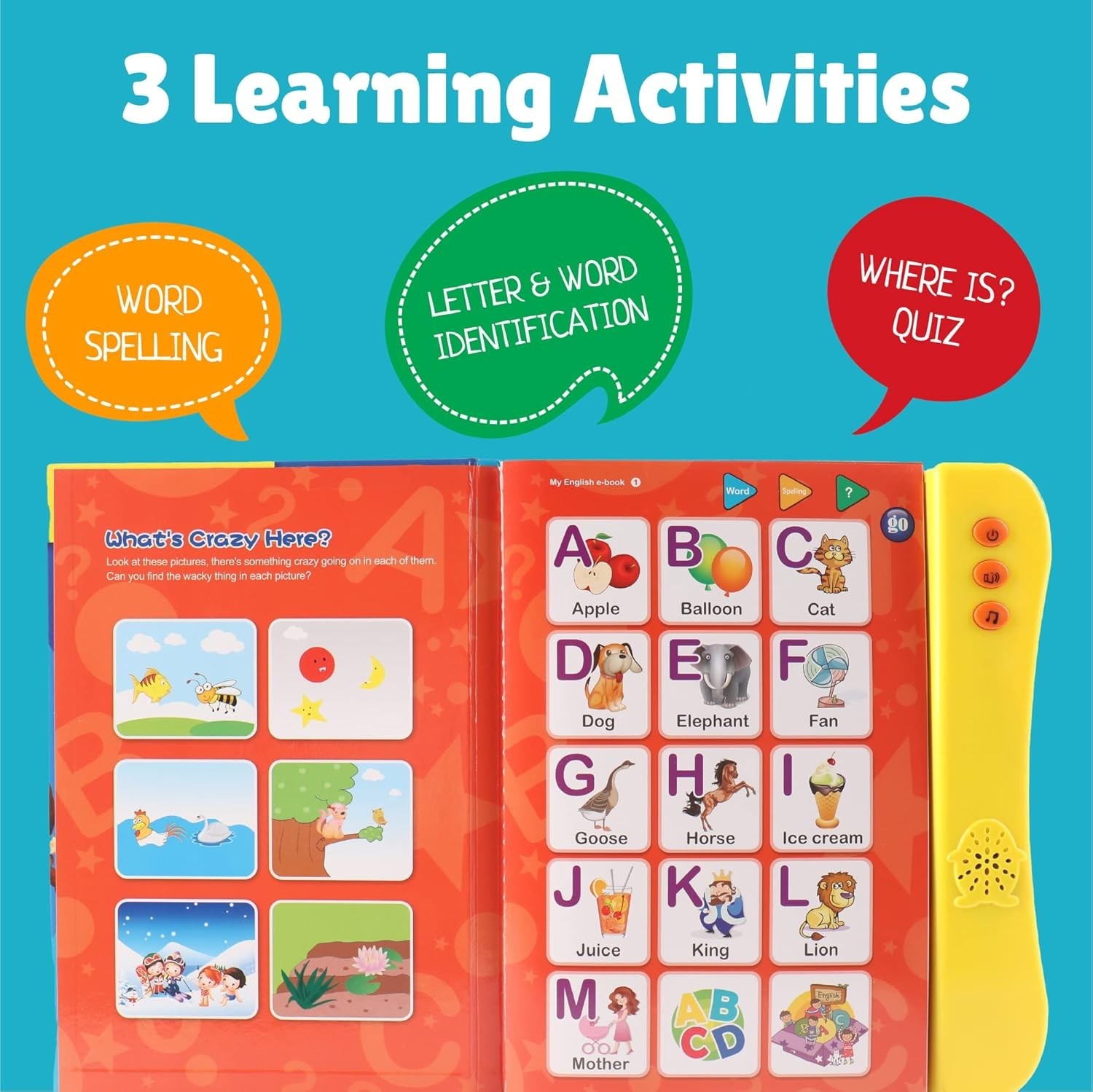 Interactive Preschool Learning Activities Book for Ages 3+ – 100+ Sounds & Songs