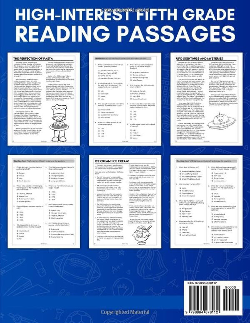 5th Grade Reading Comprehension Workbook: Reading Passages for Kids 10-11, Grade