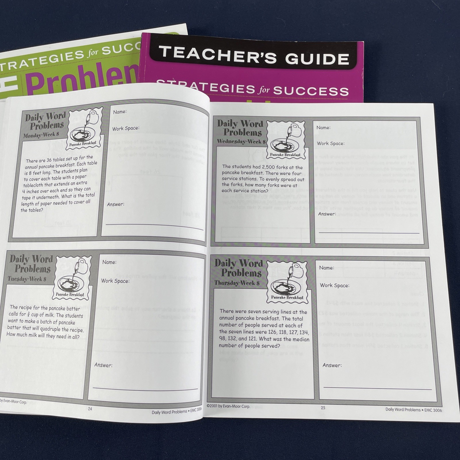 3 Math Books Weekly Word Problems & Strategies for Success Teaching Set 6th