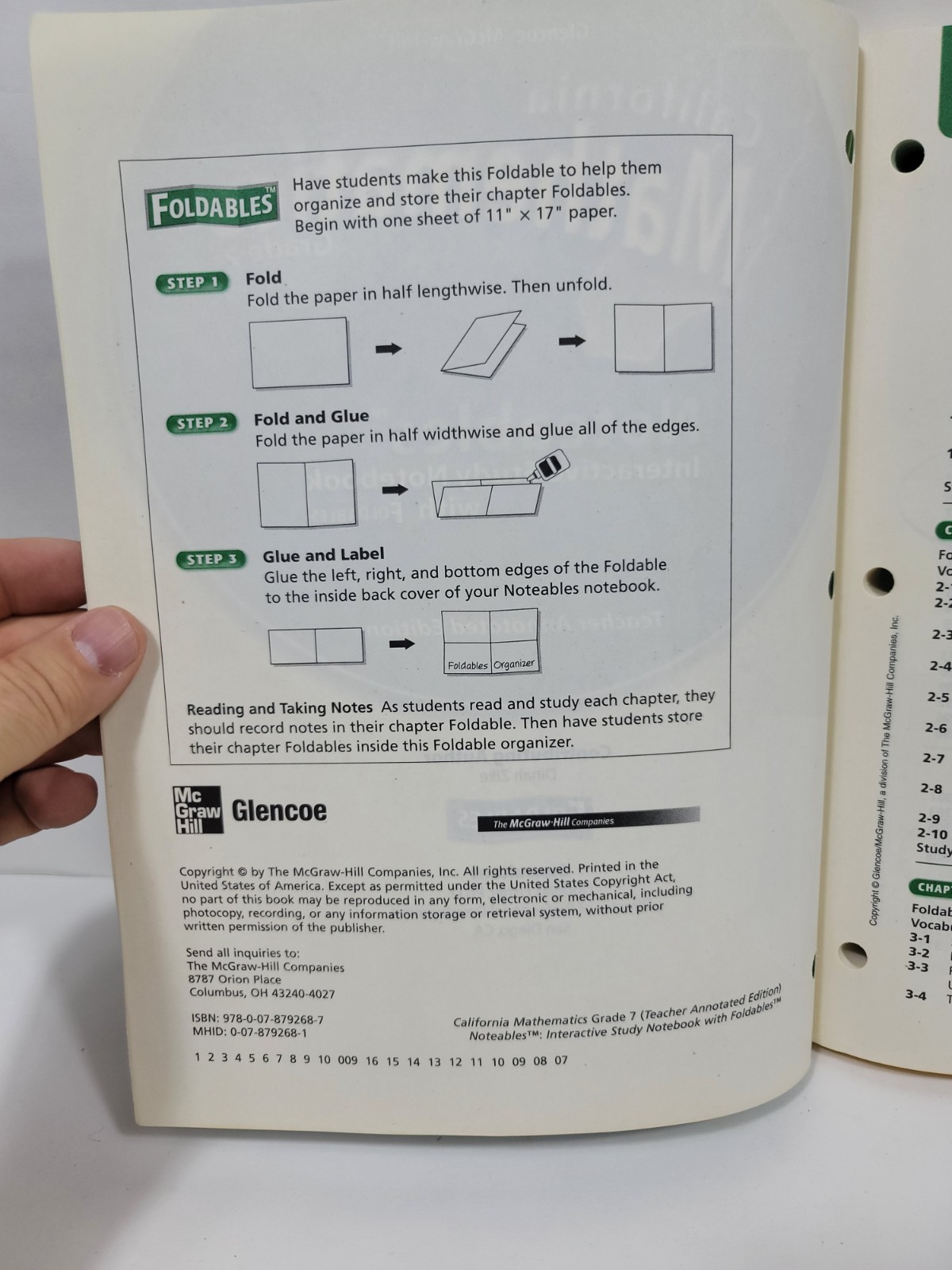 California Mathematics Grade 7 Noteables Interactive Study Notebook Teachers Edi