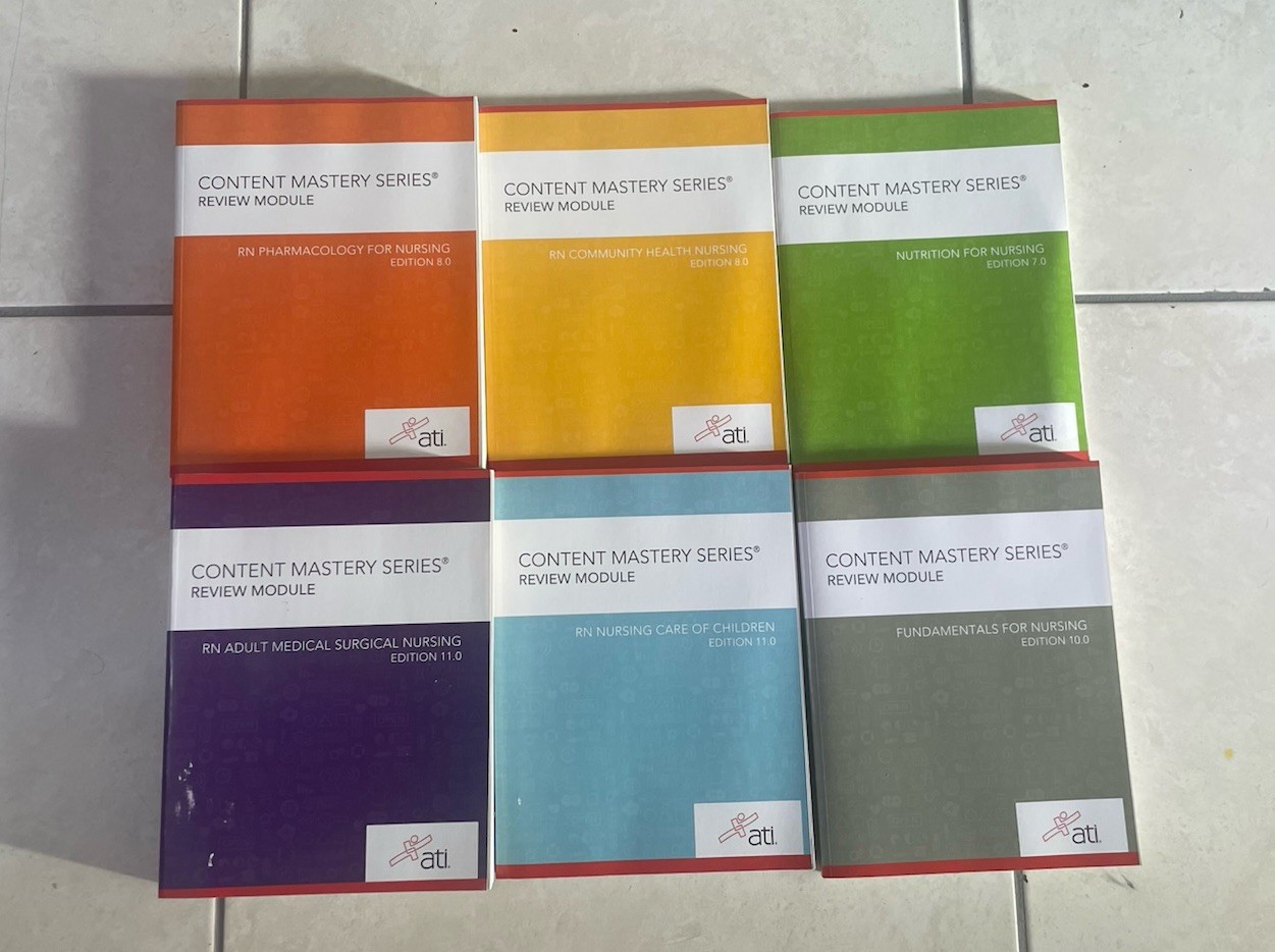 ATI Nursing Set Content Mastery Series Review Module Books RN (Set of 6)
