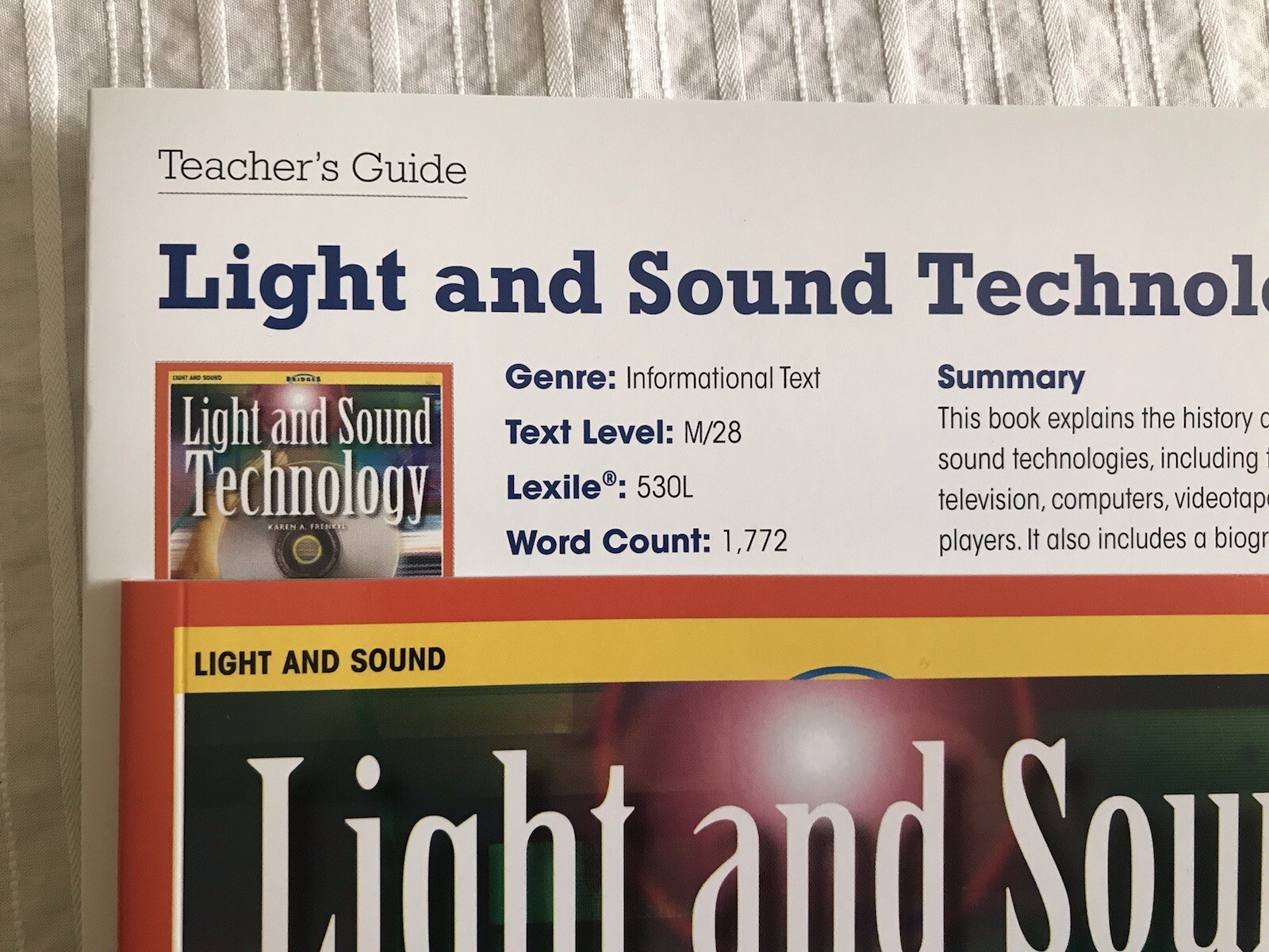 Benchmark Lot – Grade 3 Unit 10: Light and Sound Technology – Karen A. Frenkel