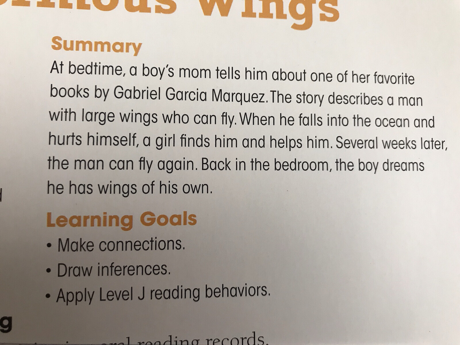 Benchmark Edu Grade 2 Unit 6: I Have Two Enormous Wings – Pat – Oliver Abello
