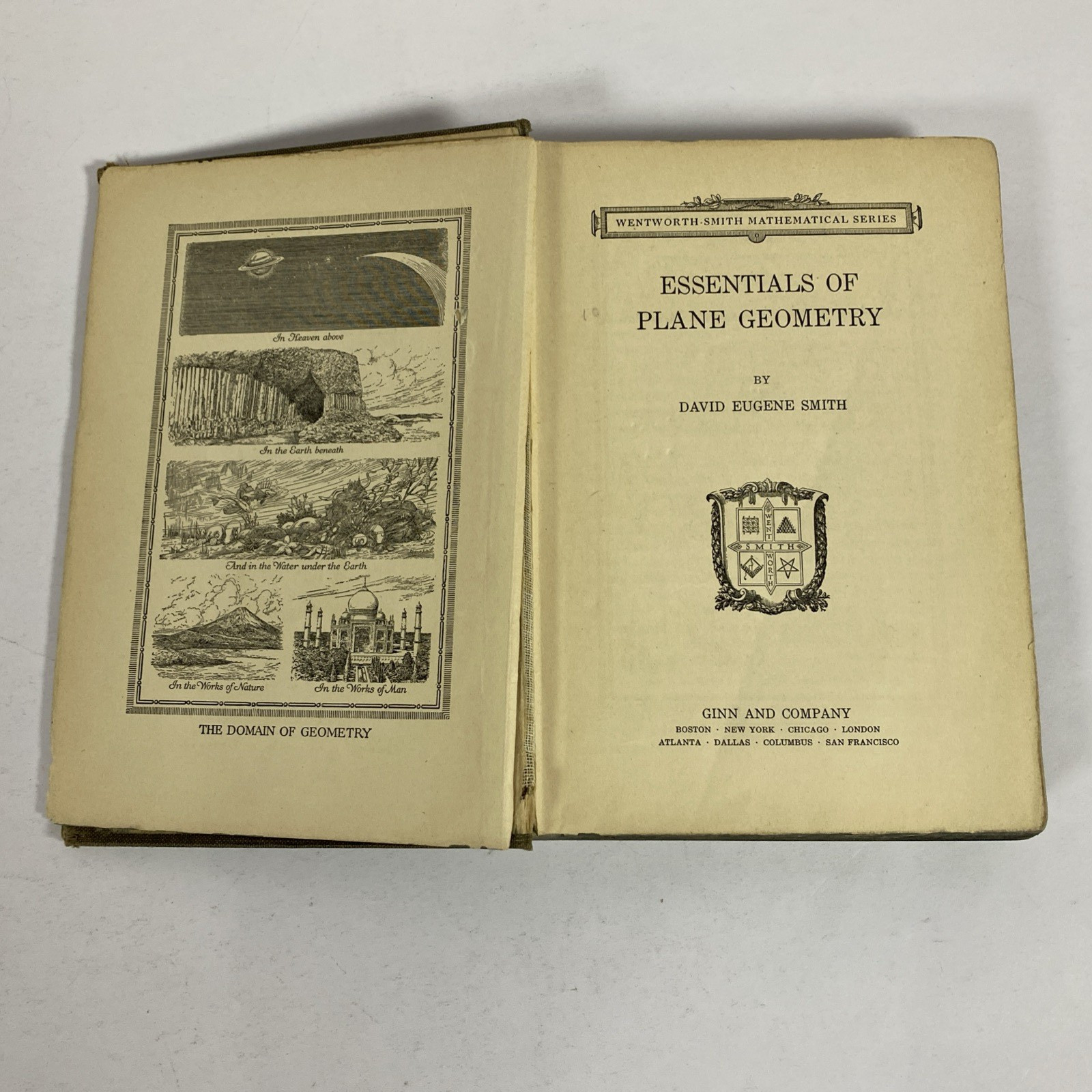 ESSENTIALS OF PLANE GEOMETRY David Eugene Smith 1st Edition Antique Book 1923