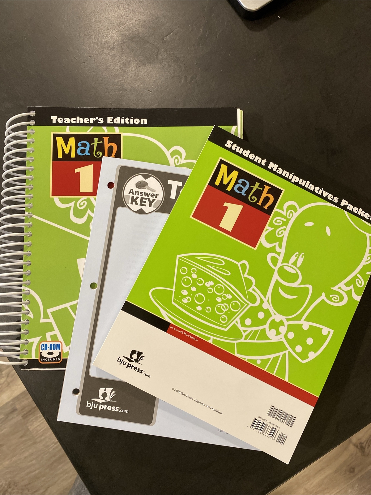 Bob Jones MATH 1 Teacher’s Edition, Cd Manipulatives Packet, Test Key 3rd Ed