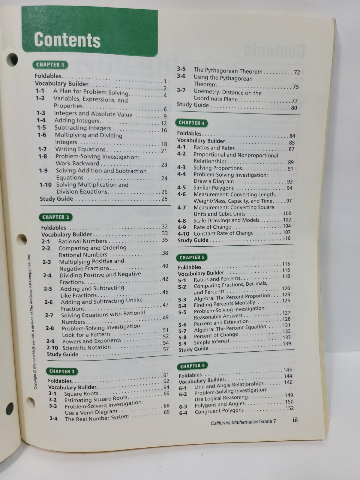 California Mathematics Grade 7 Noteables Interactive Study Notebook Teachers Edi