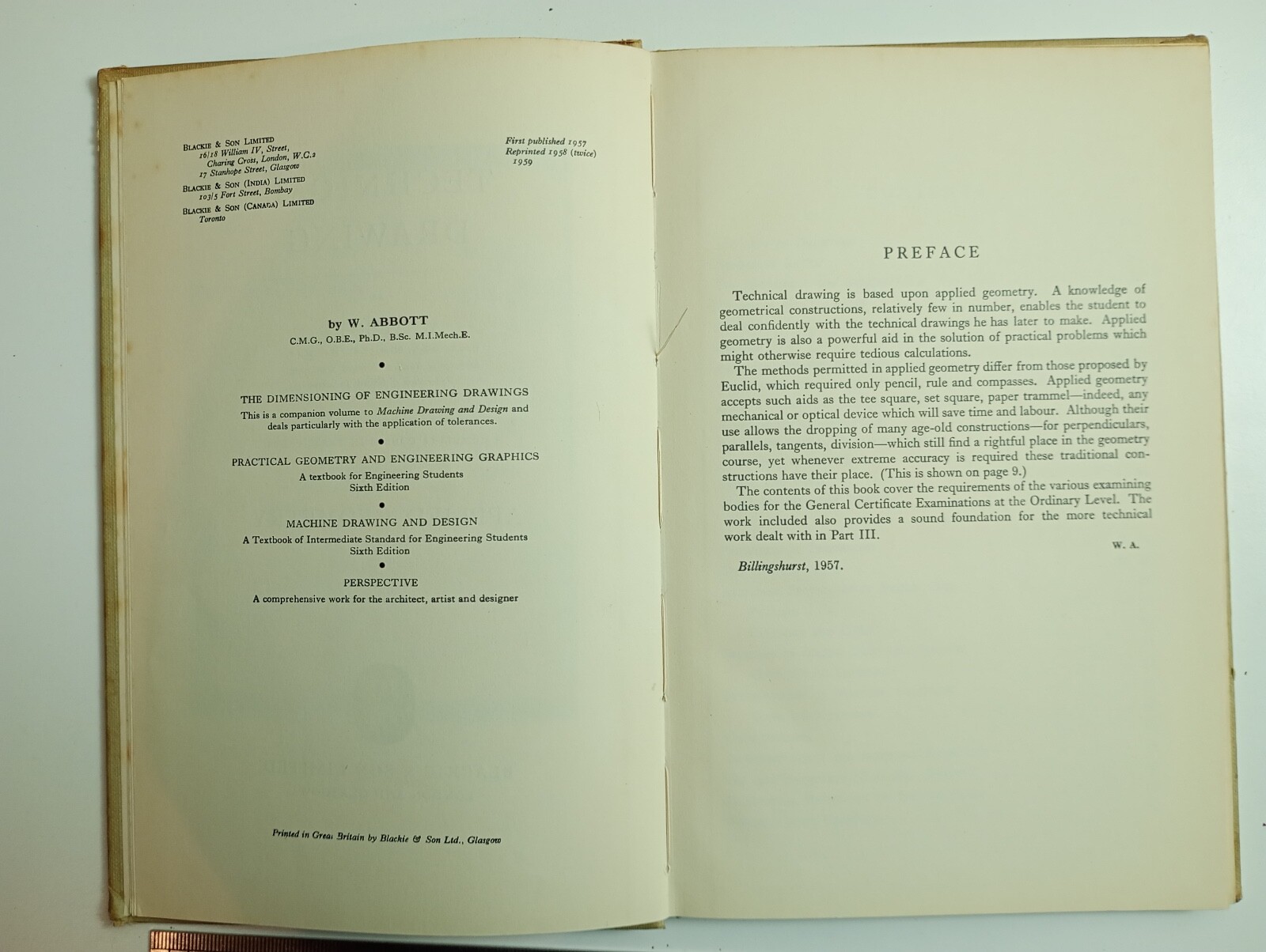 dr. 2. Technical Drawing Part II Applied Geometry W Abbott 1959 RARE