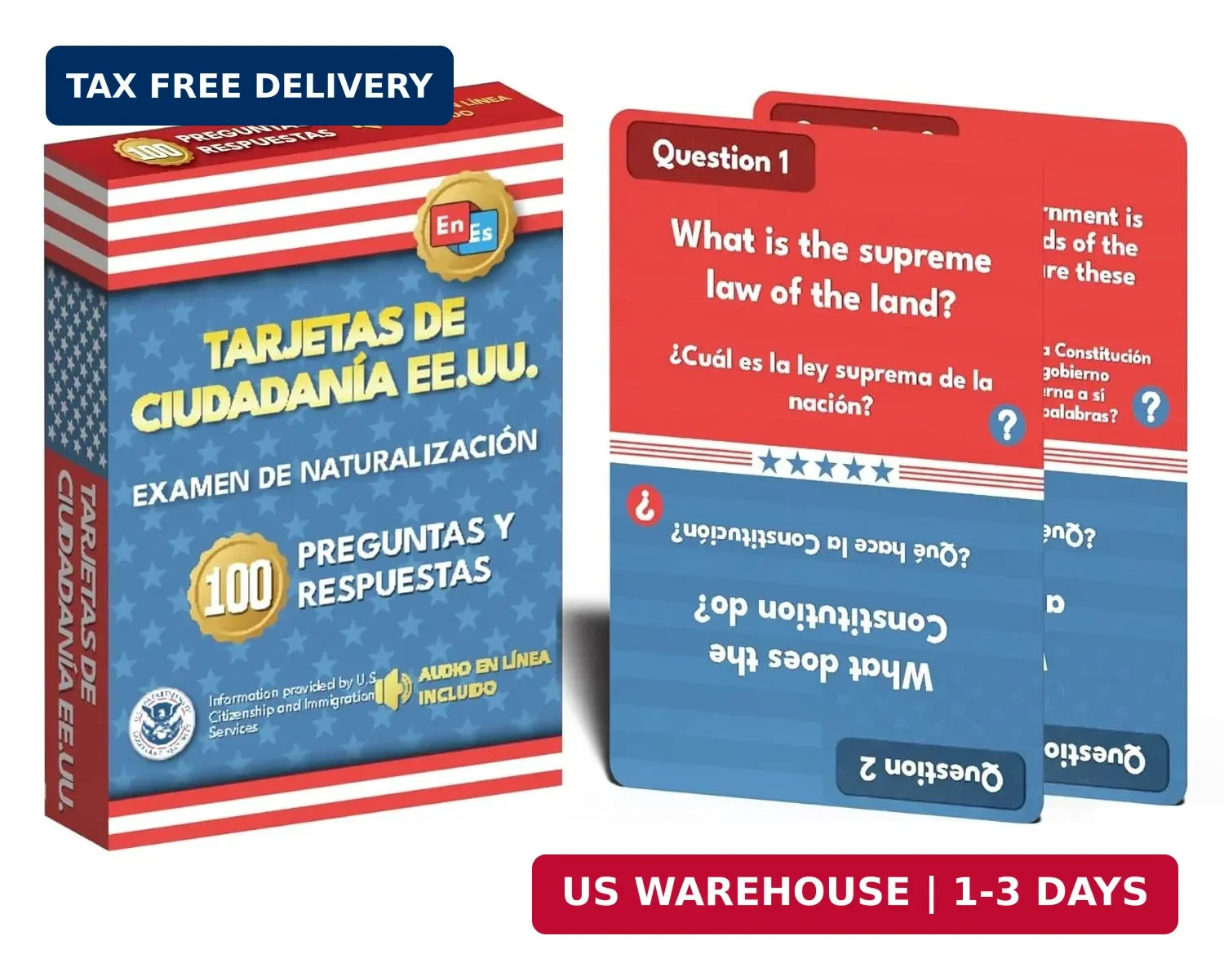 US Citizenship Flash Cards 2025 – Tarjetas de Estudio de Ciudadanía Americana: 1