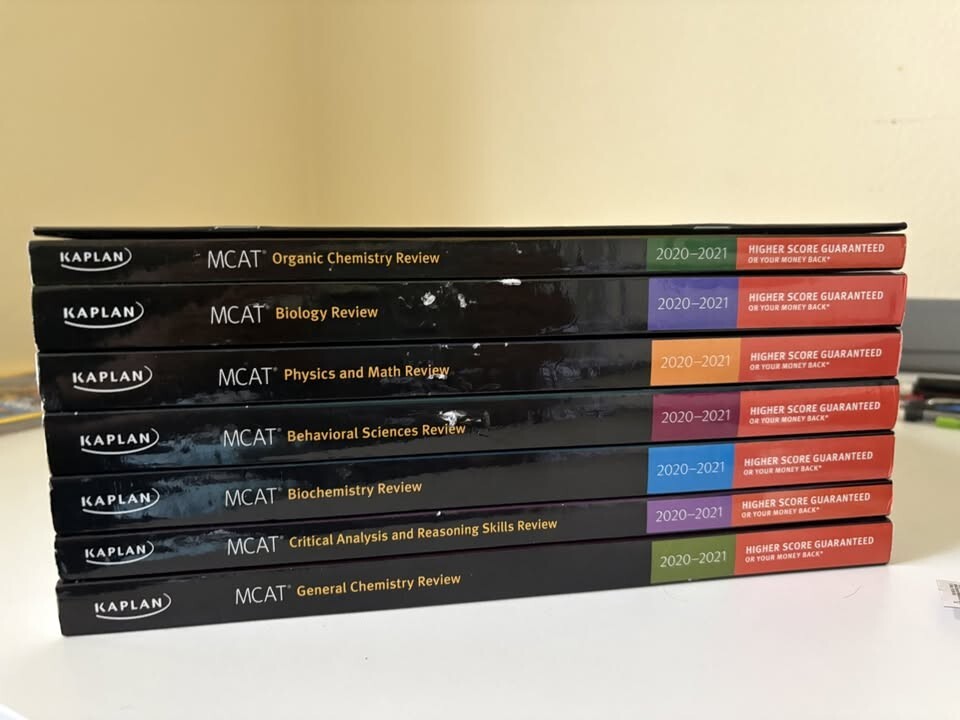 MCAT Kaplan Test Prep Books – All subjects (7 books) plus formula sheet.