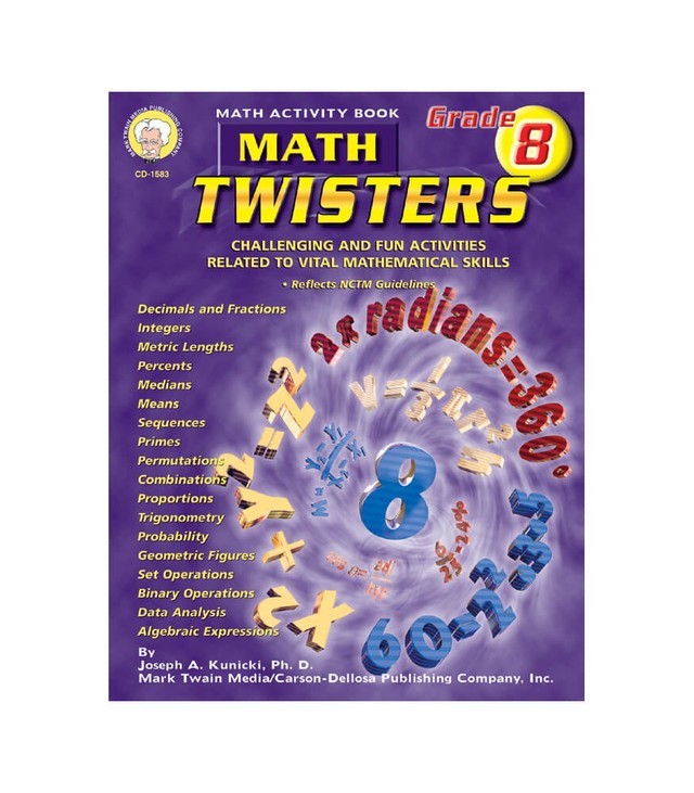 Math Twisters Activity Resource Book Grade 8 Workbook Homeschool NEW!