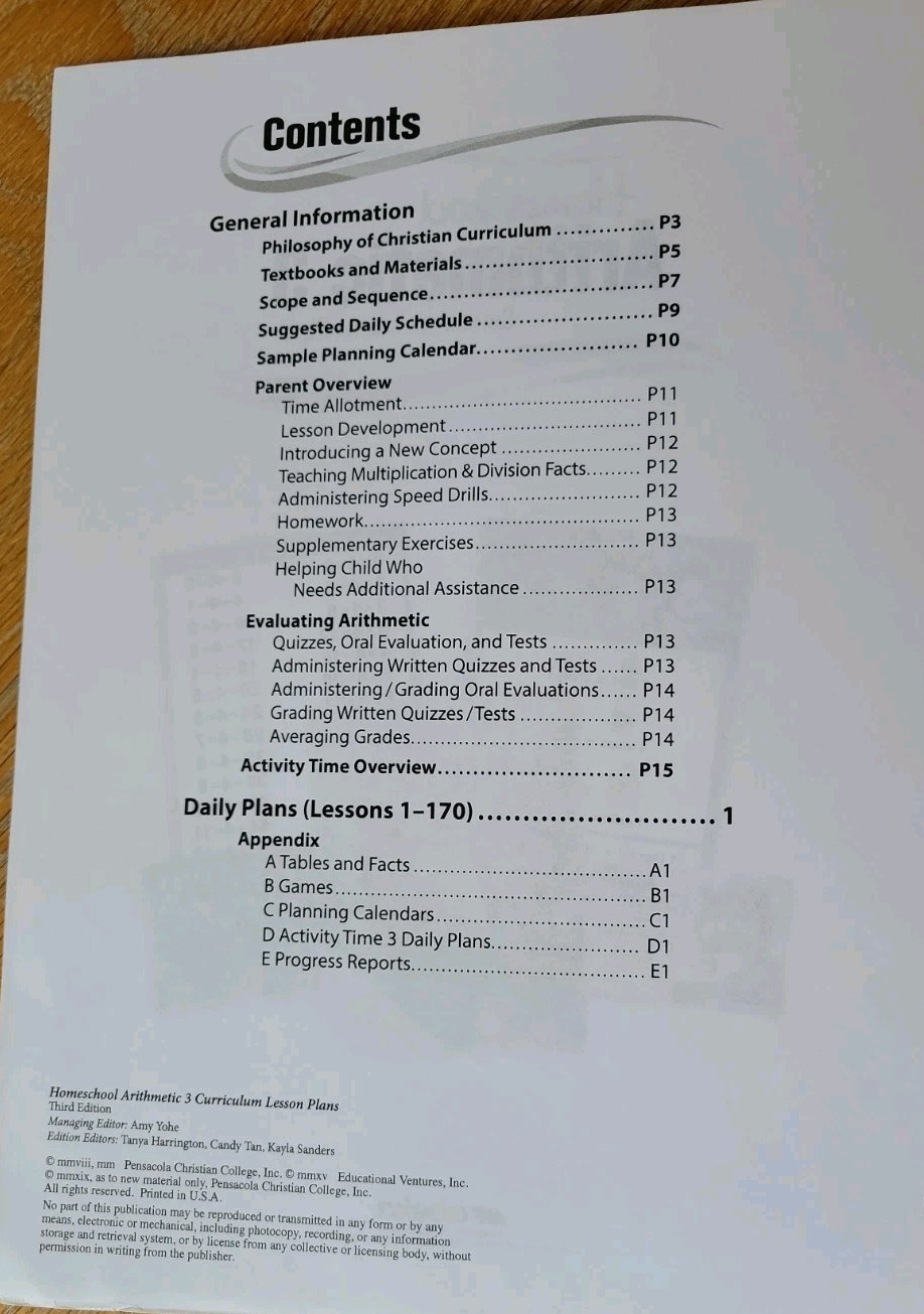 Abeka Arithmetic 3 Curriculum Lesson Plans