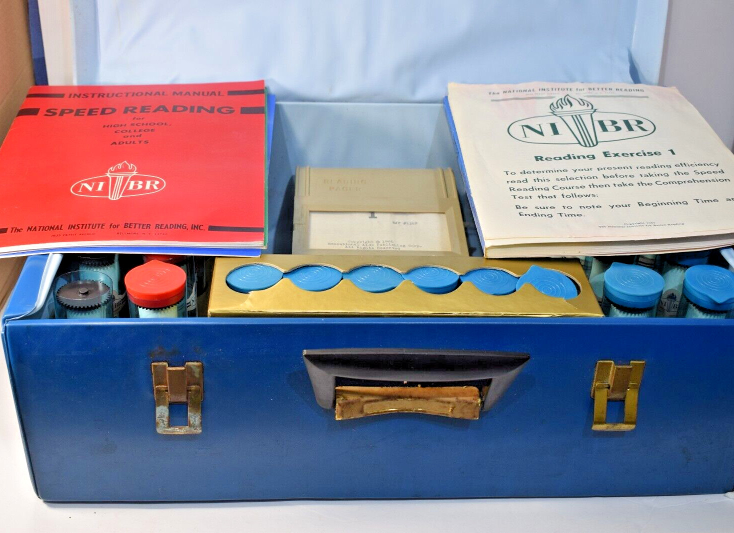 Vintage 1966 NIBR Speed Reading Course – Complete Set with 30 Filmstrips & Pacer