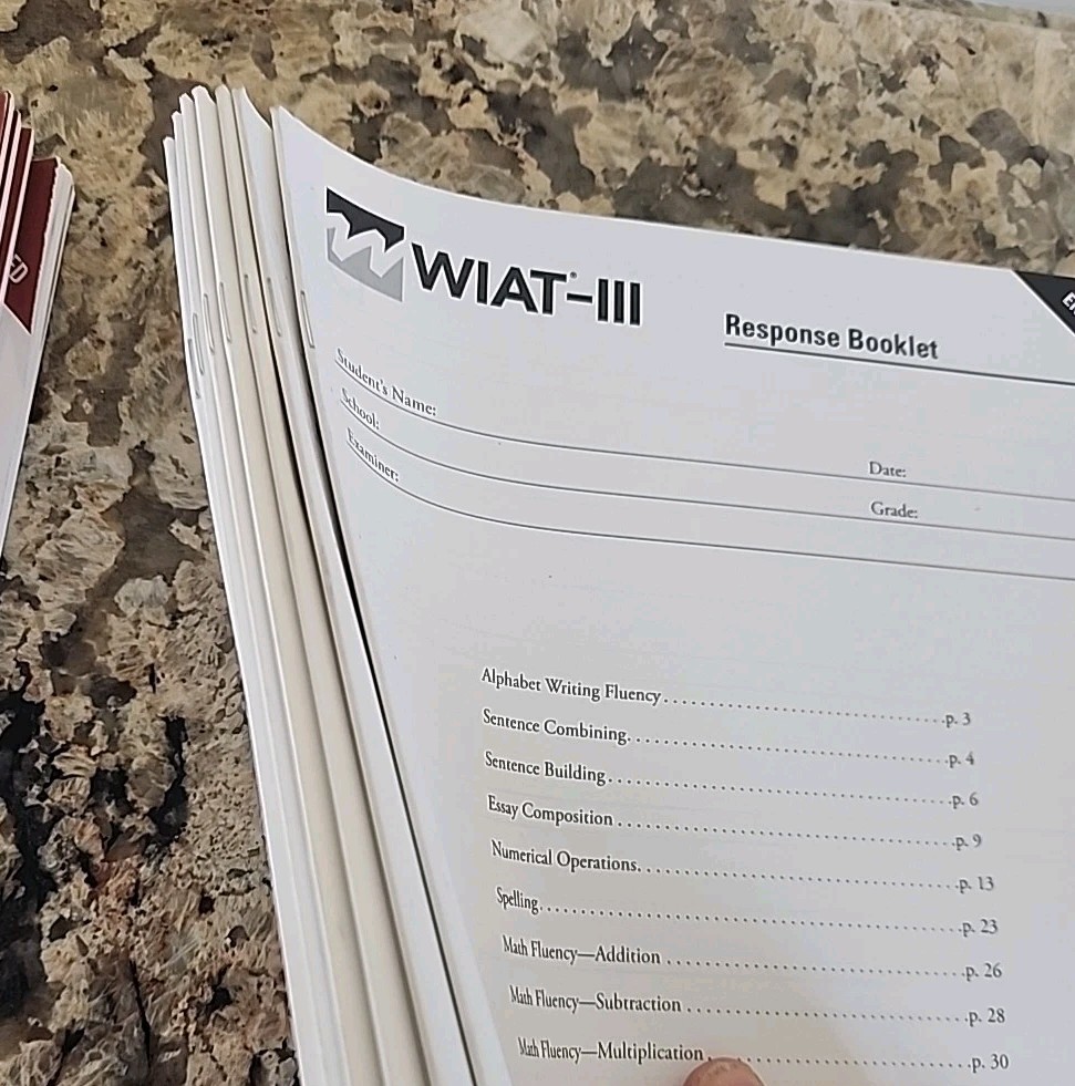 2 WIAT III Test 3rd Edition Test Kit Audio CD Record Response Books Protocols