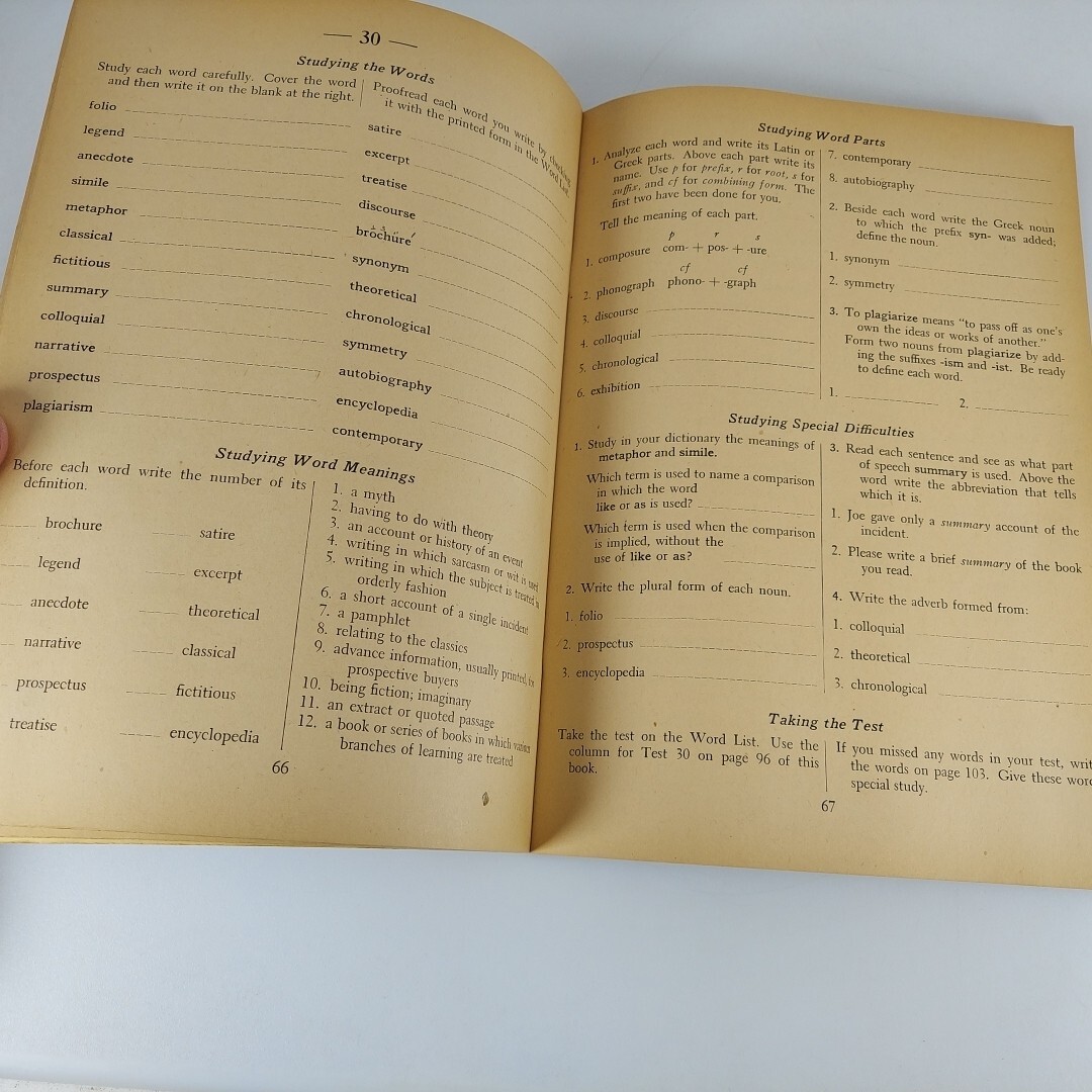 Progressive Word Mastery Word Study For Secondary Schools David Patton 1945 PB