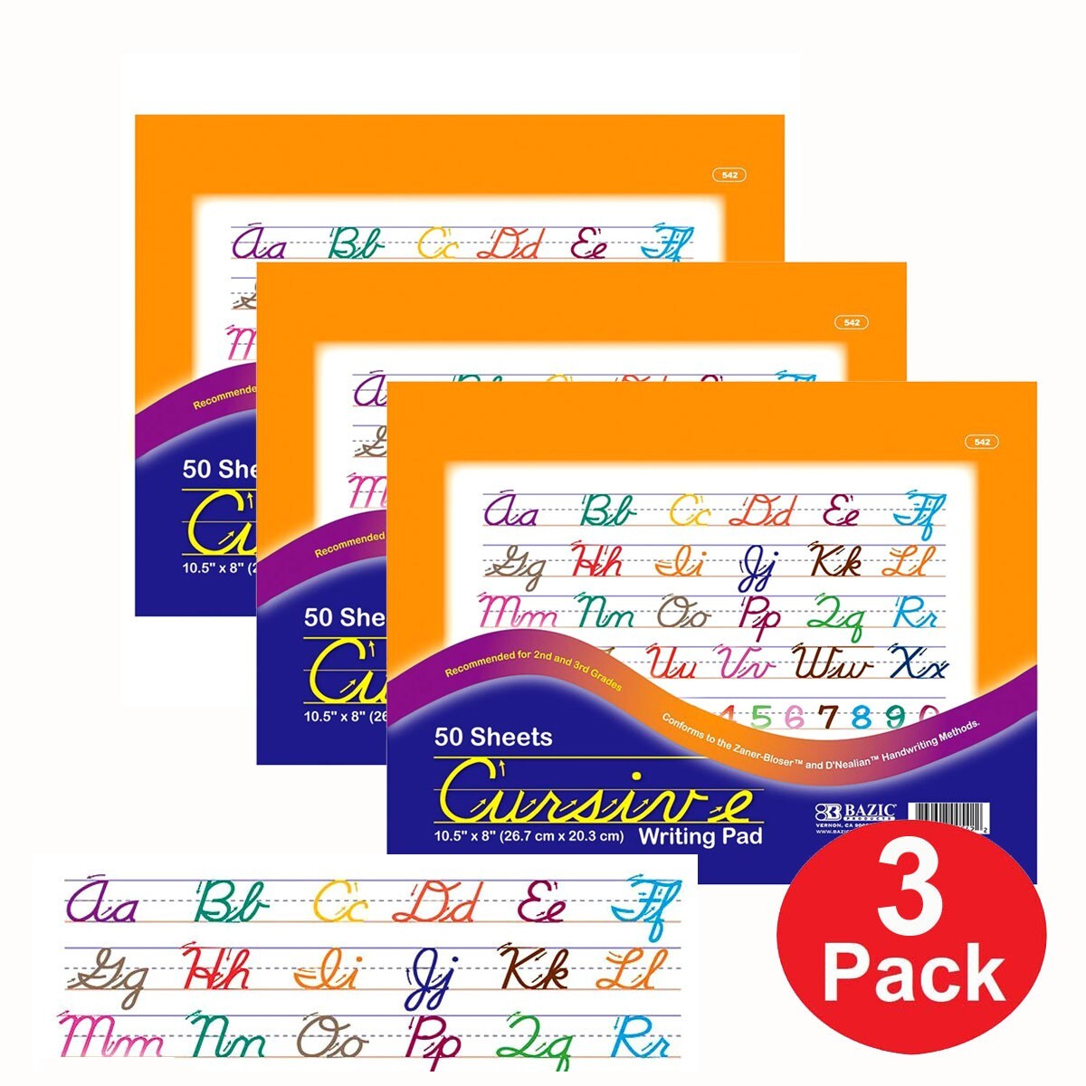 3X Practice Numbers Cursive Alphabet Hand Writing Workbook Pad School For Kids