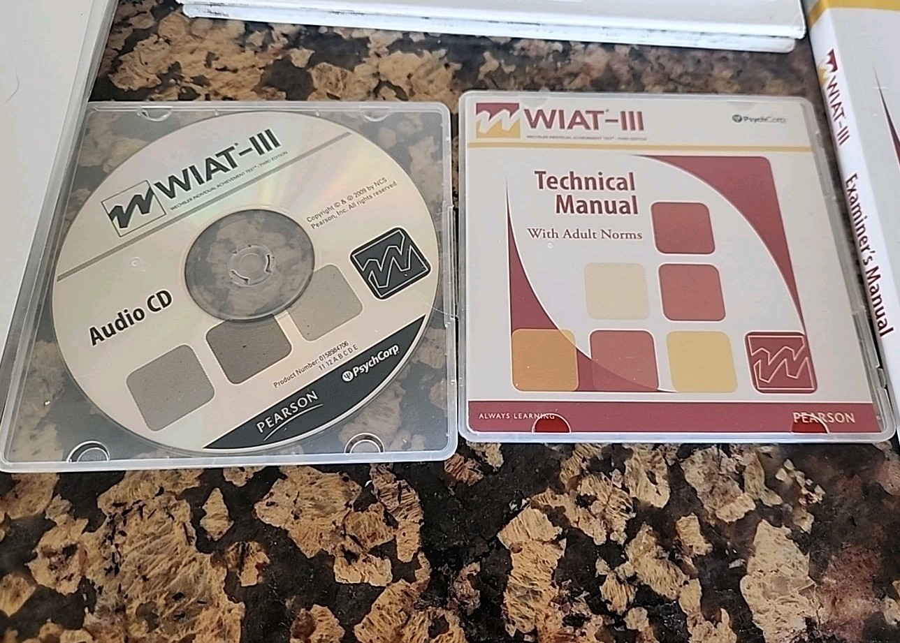 2 WIAT III Test 3rd Edition Test Kit Audio CD Record Response Books Protocols