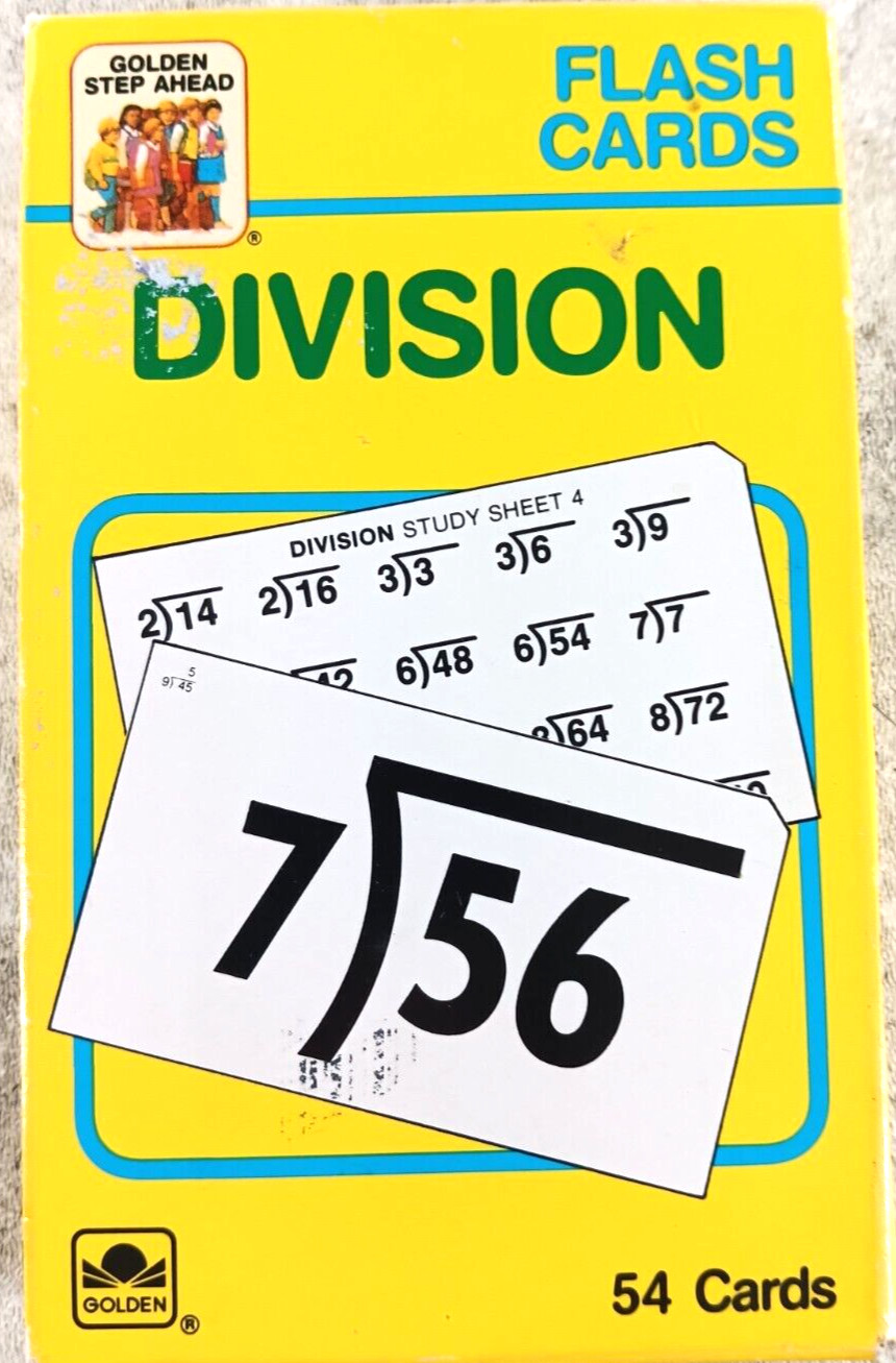 Division Flash Cards 4953-2 Vintage 1984 1989 Golden Step Ahead