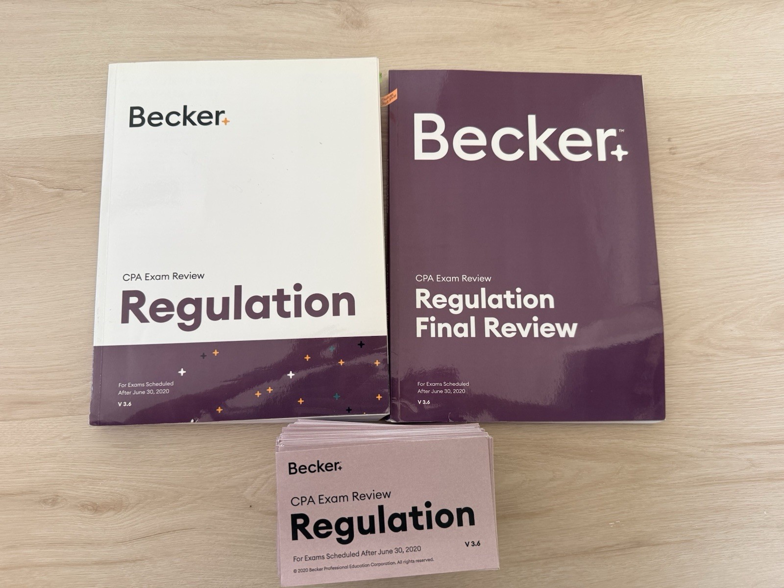 Becker CPA Exam Review V 3.6 Regulation Textbook and Final Review And Flashcards