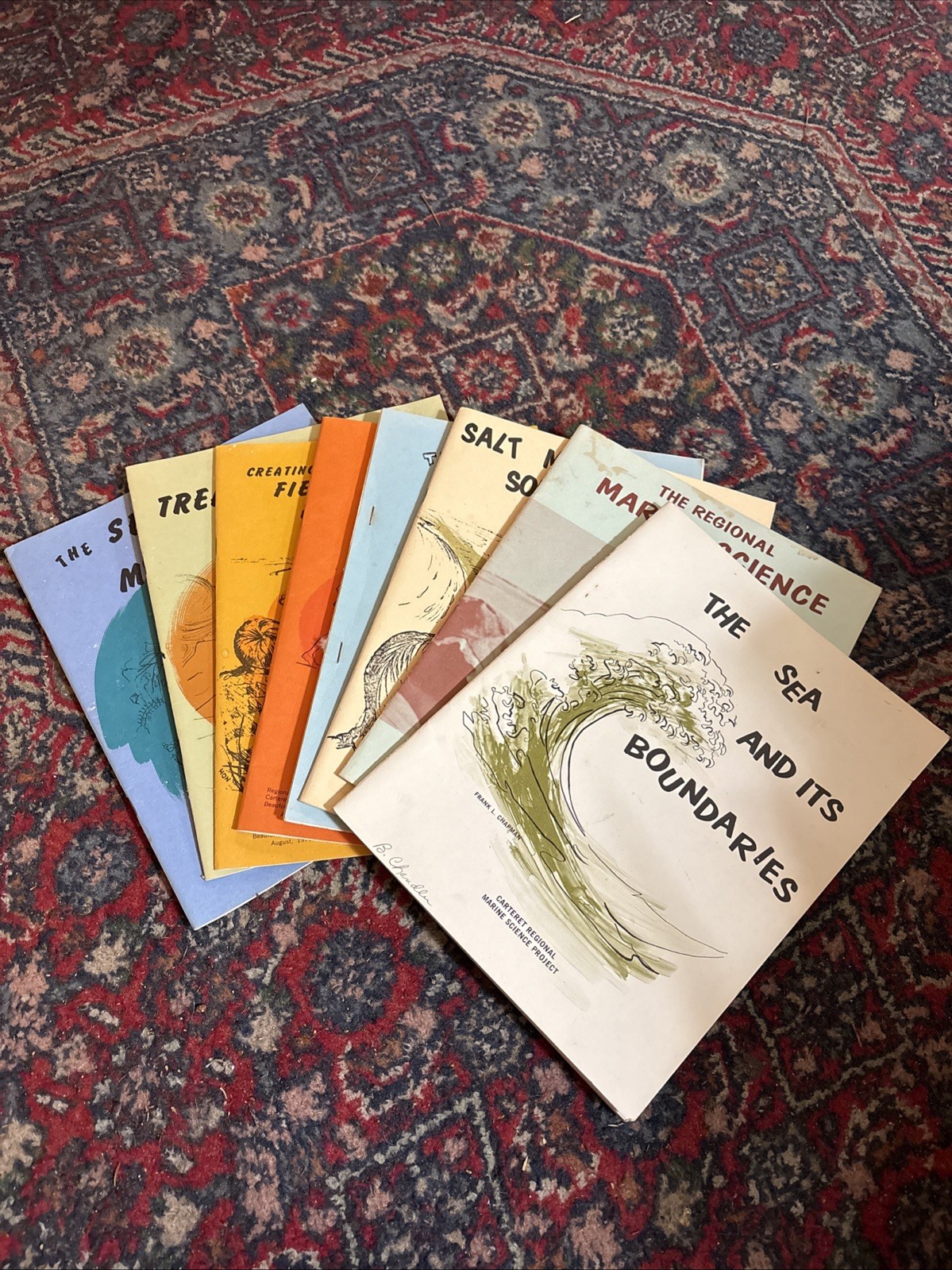 8 Frank L. Chapman & Will Hon Educational Books About The Sea/Sound, NC, Vintage