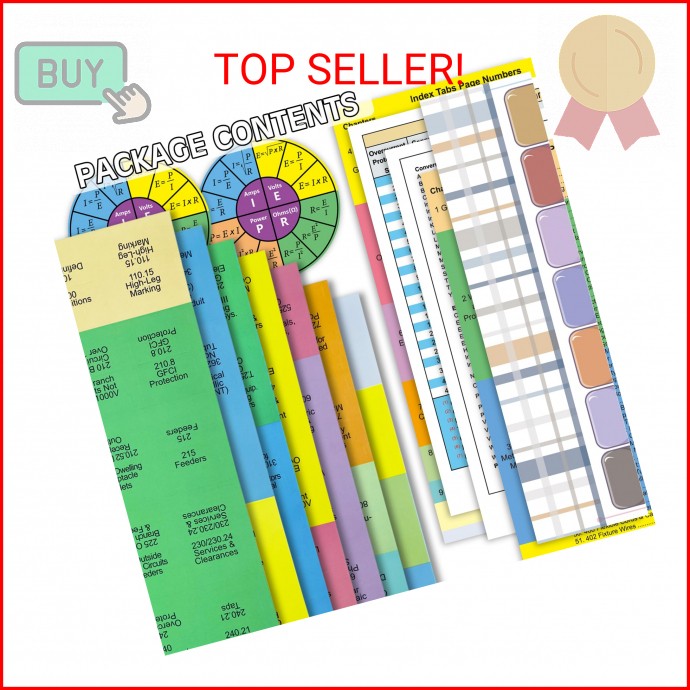 Upgraded 2023 National Electrical Code (NEC) Book Tabs, 140 Color-Coded & Lamina
