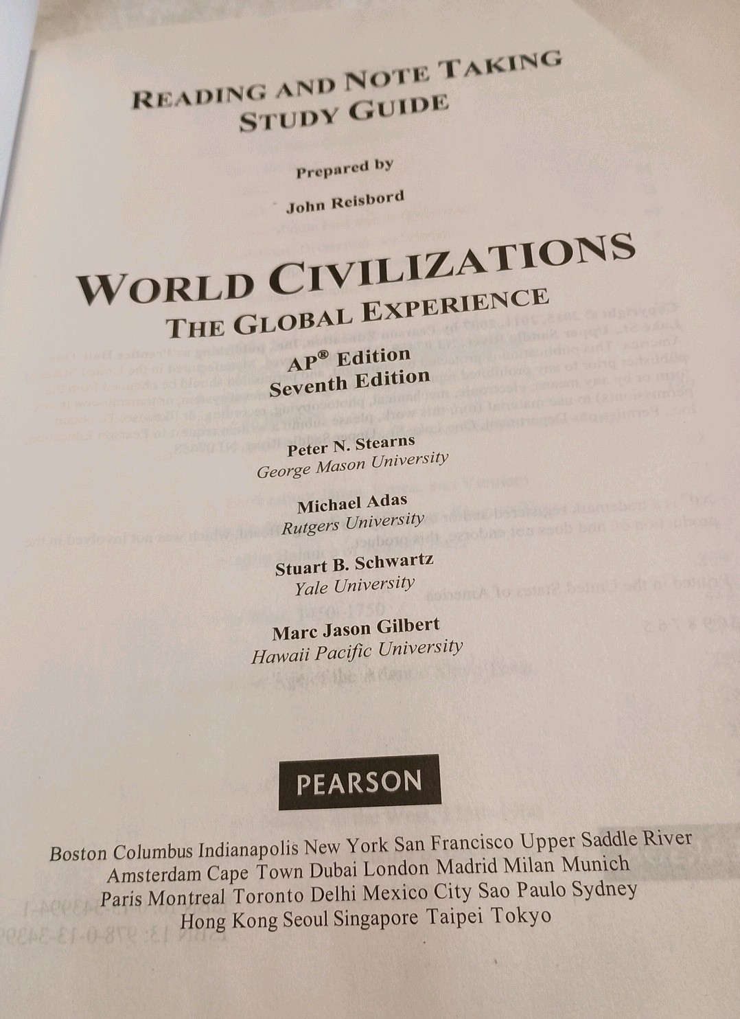 Pearson Reading and Note Taking Study Guide World Civilization 7th Edition VG
