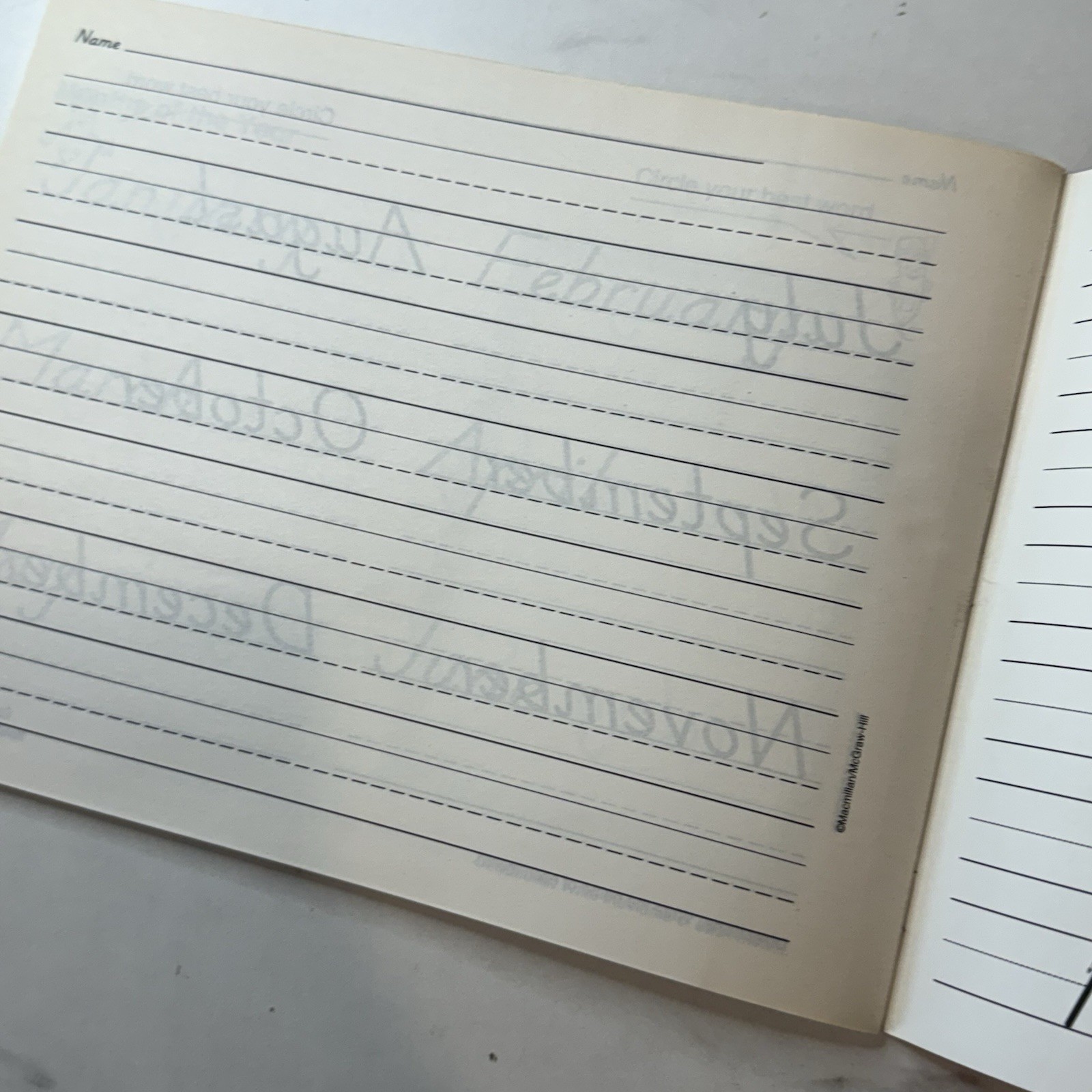 Mcgraw-Hill Handwriting Practice Grade 1 Treasures Penmanship Book Alphabet