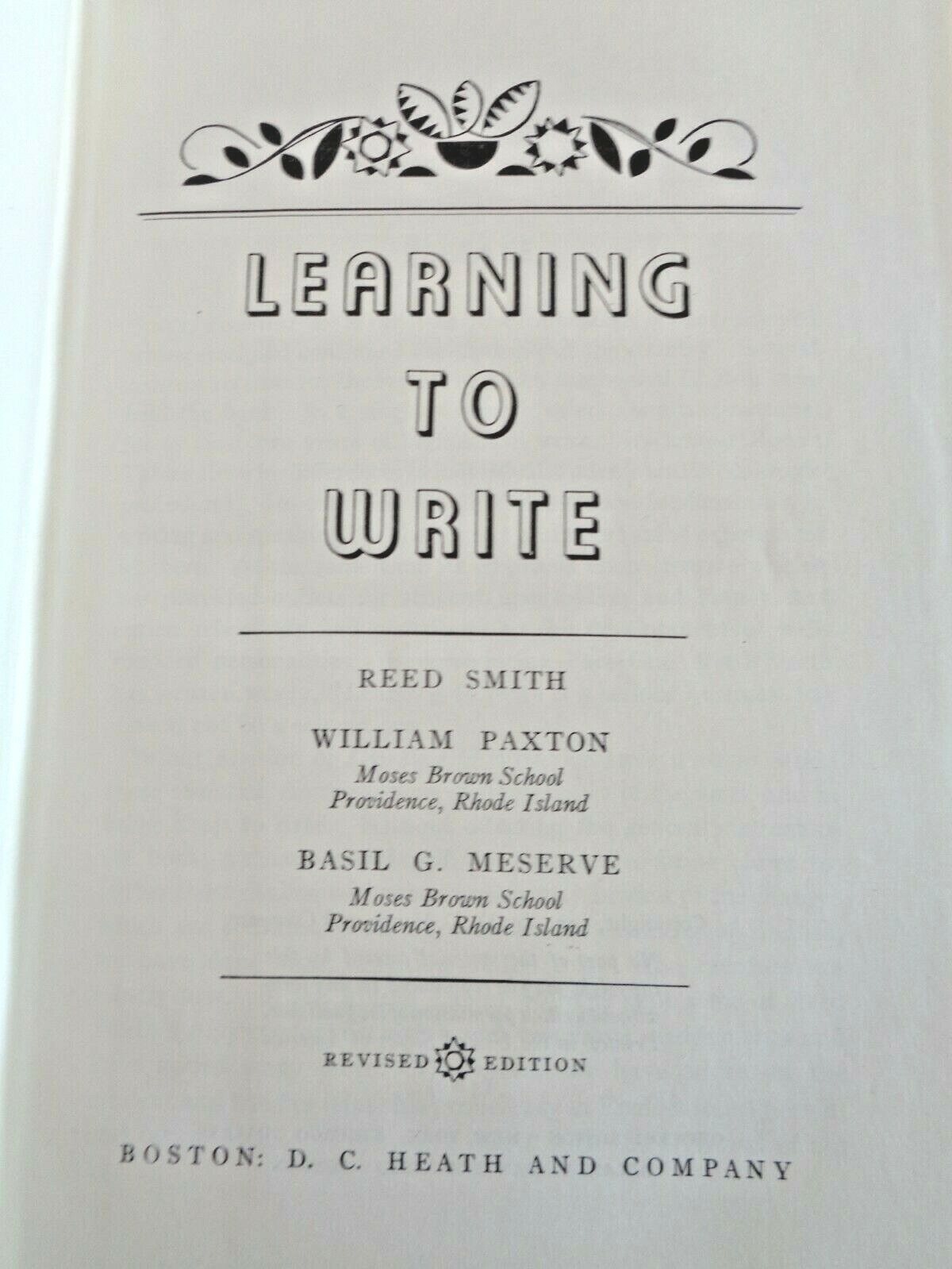 Learning to Write Smith, Paxton, & Meserve 1951 (#4117)