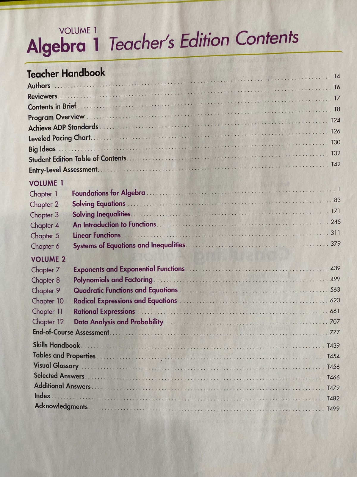 Algebra 1, 2011 Prentice Hall Teachers Edition, Foundation Series, Vol. 1