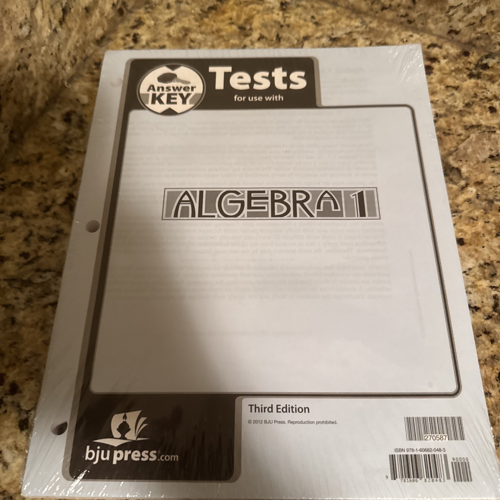 BJU Press Algebra 1 Tests Answer Key 3rd Edition Teacher Guide 286435 Sealed