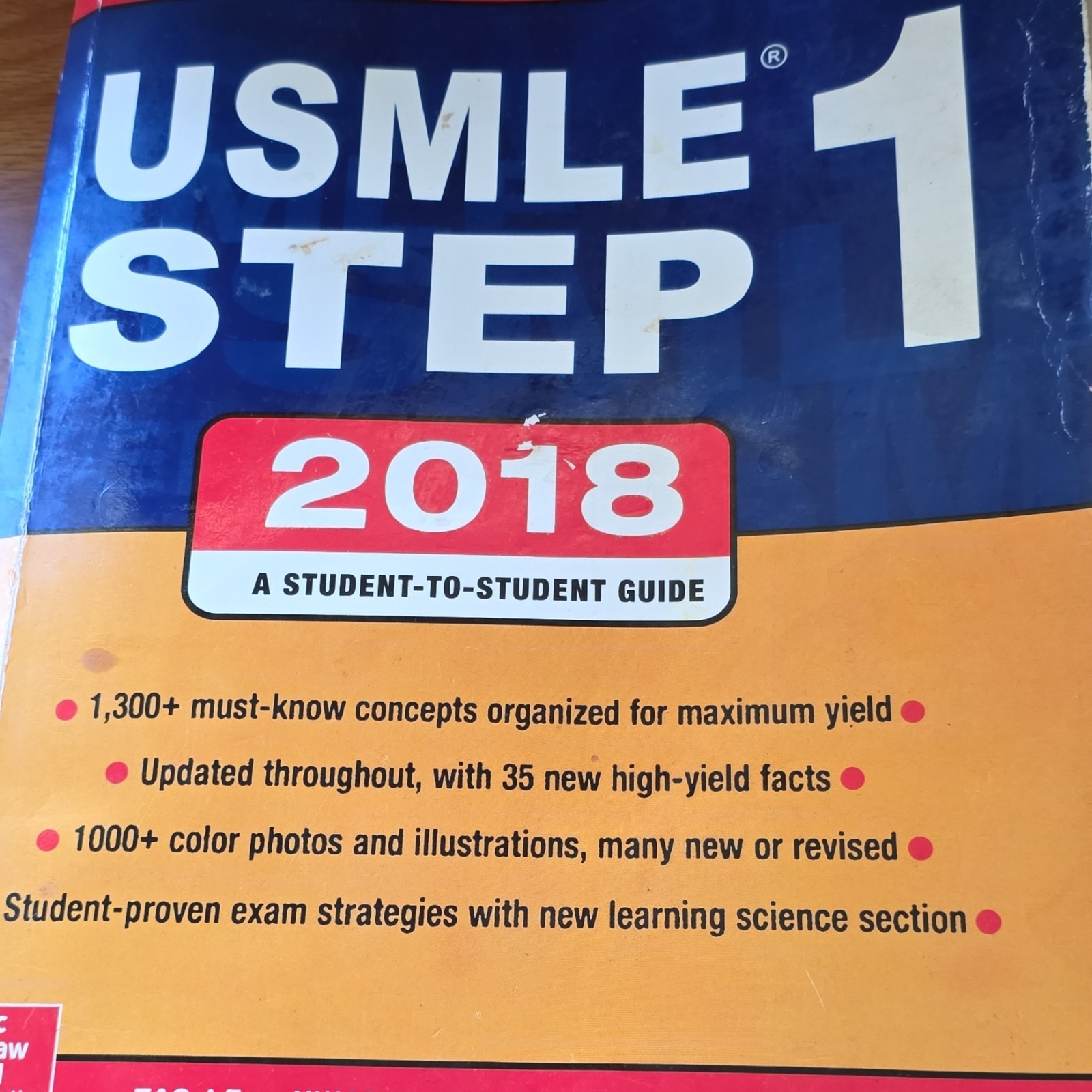 McGraw Hill First Aid USMLE Step 1 2018 Study Guide Medical Exam Prep Book