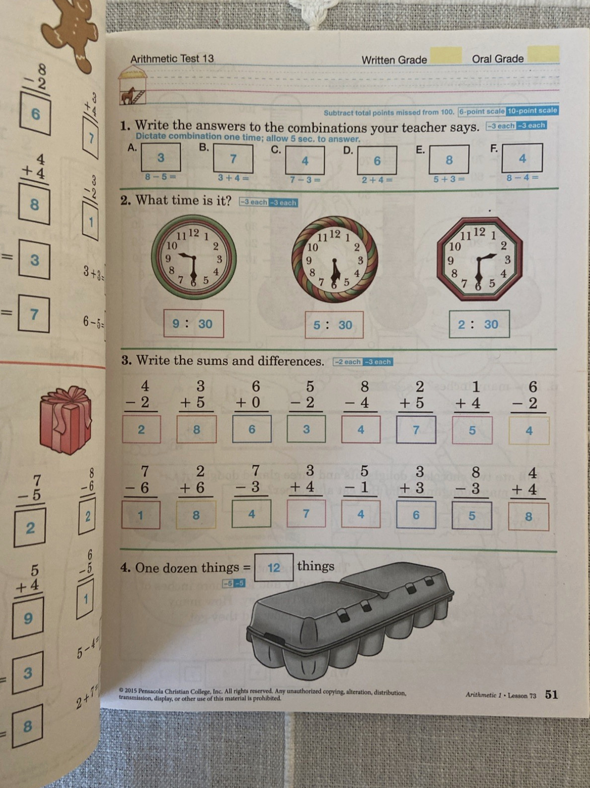NEW Abeka Arithmetic 1 TEST & SPEED DRILL TEACHER KEY + WORK-TEXT KEY 1st Grade