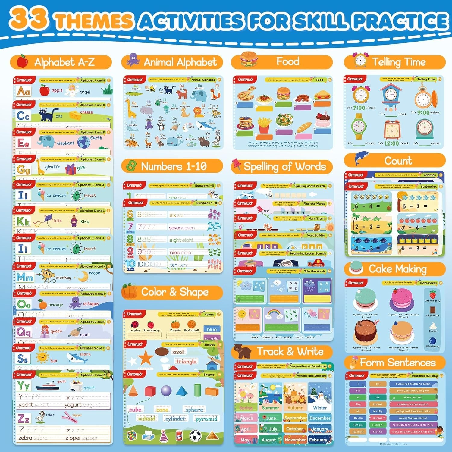 Preschool Learning Workbook Alphabet Tracing Activity Books for Kids Ages 3-8