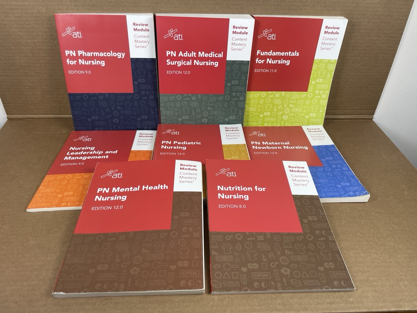 ATI PN Content Mastery Series Review Modules Set of 8 Books Nursing Study Guides