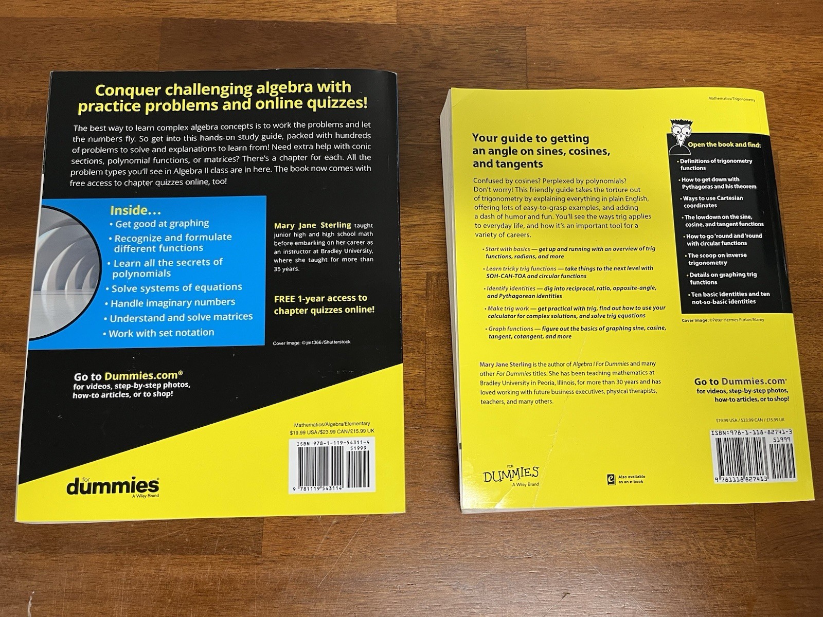 For Dummies Algebra II Workbook 3rd Ed + Trigonometry 2nd Ed Sterling PB Lot 2