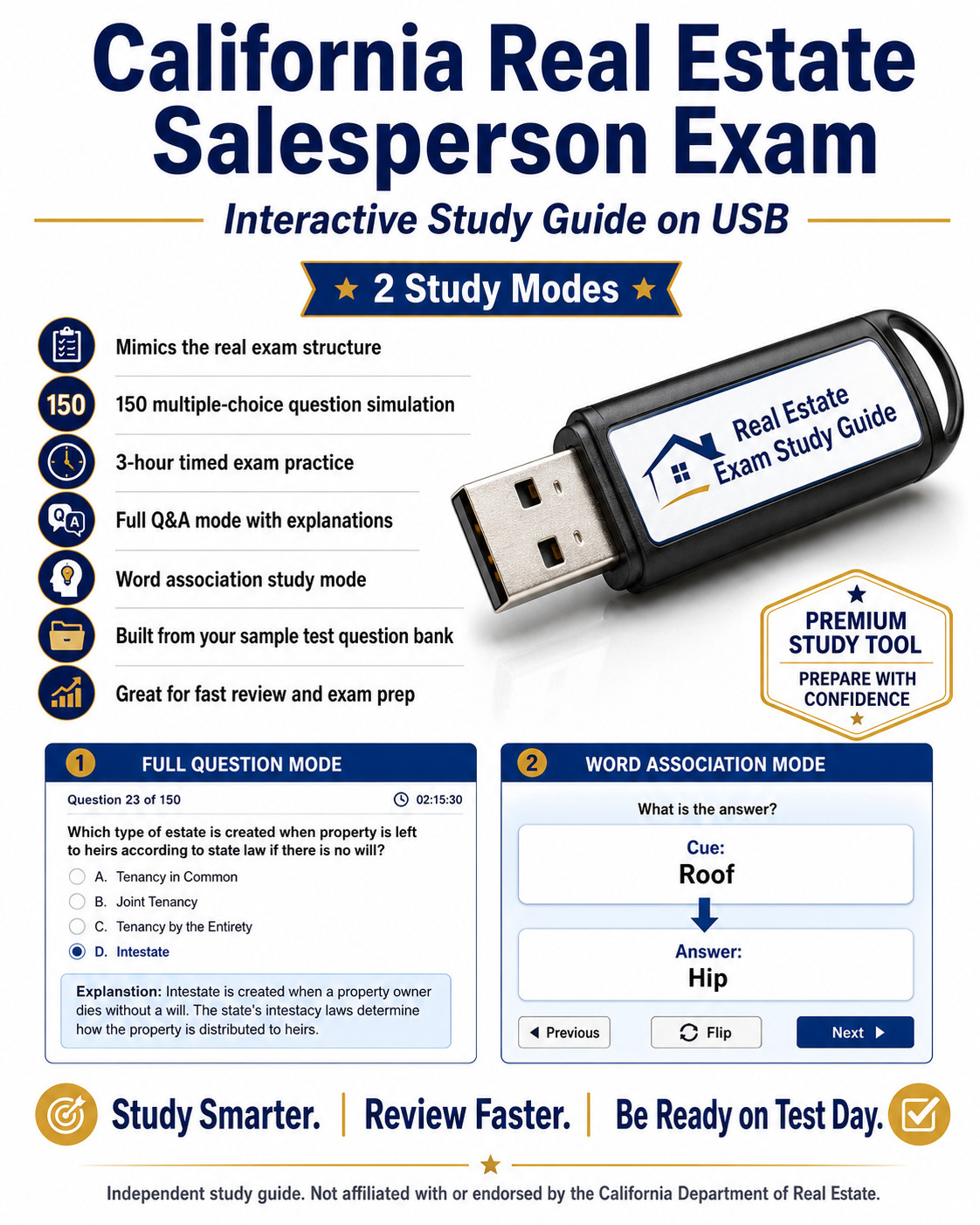 2026 California Department of Real Estate (DRE) Salesperson Exam Study Guide USB