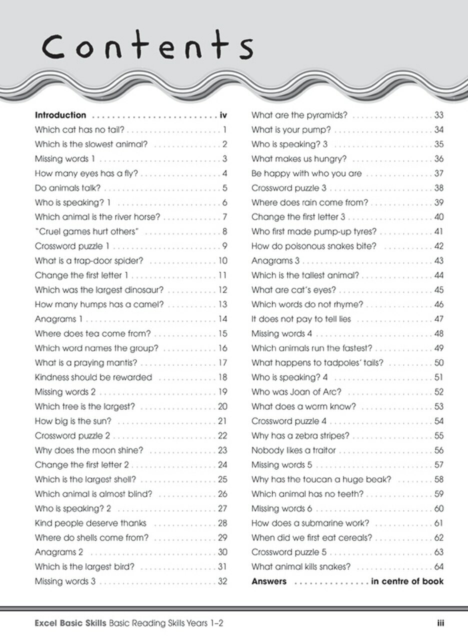 Excel Basic Skills – Basic Reading Skills Years 1 – 2