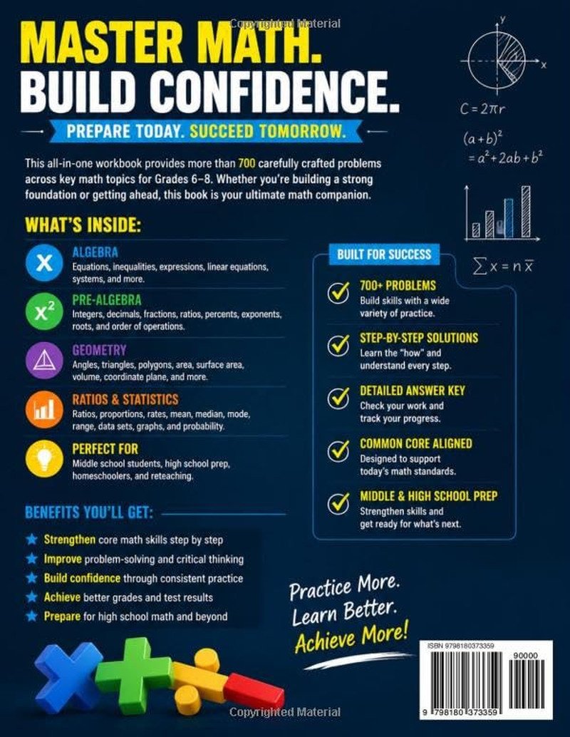 MIDDLE SCHOOL MATH WORKBOOK FOR GRADES 6 TO 8