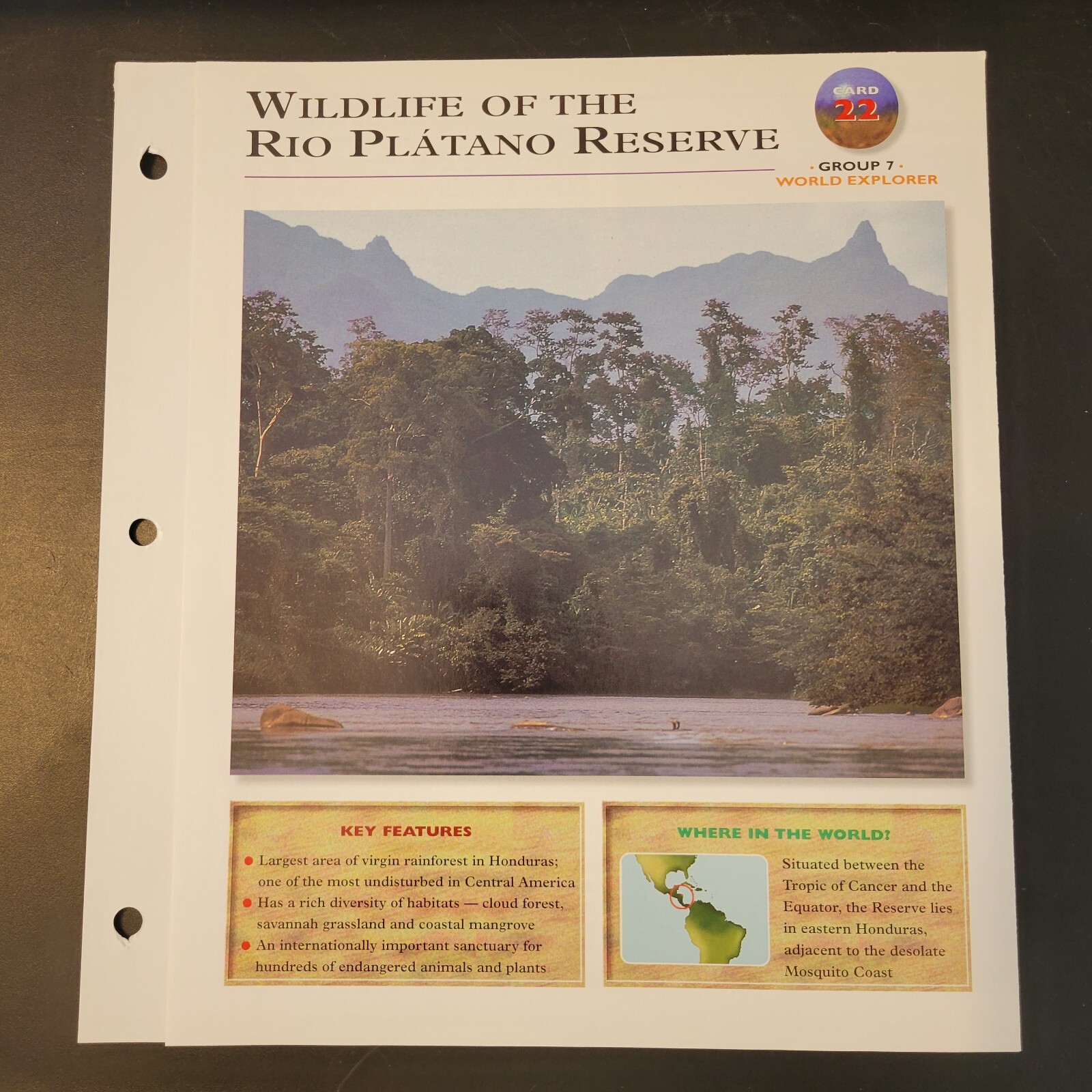 Wildlife Explorer Card 22 Group 7 World Explorer Wildlife Of The Rio Platano