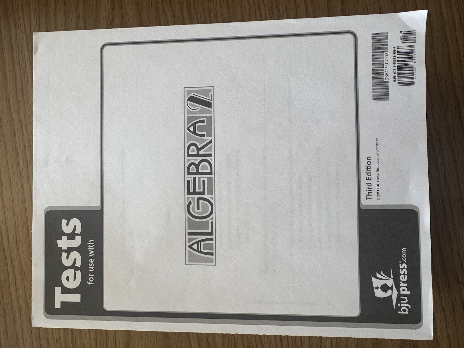 BJU Press- Algebra 2 Tests 3rd Ed. 286419