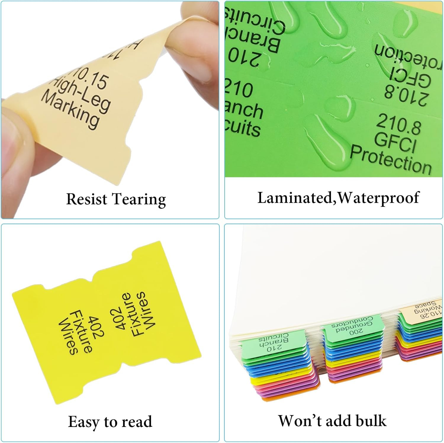 Electrical Code Tabs for NEC 2023, 140 PCS Laminated & Color-Coded for National