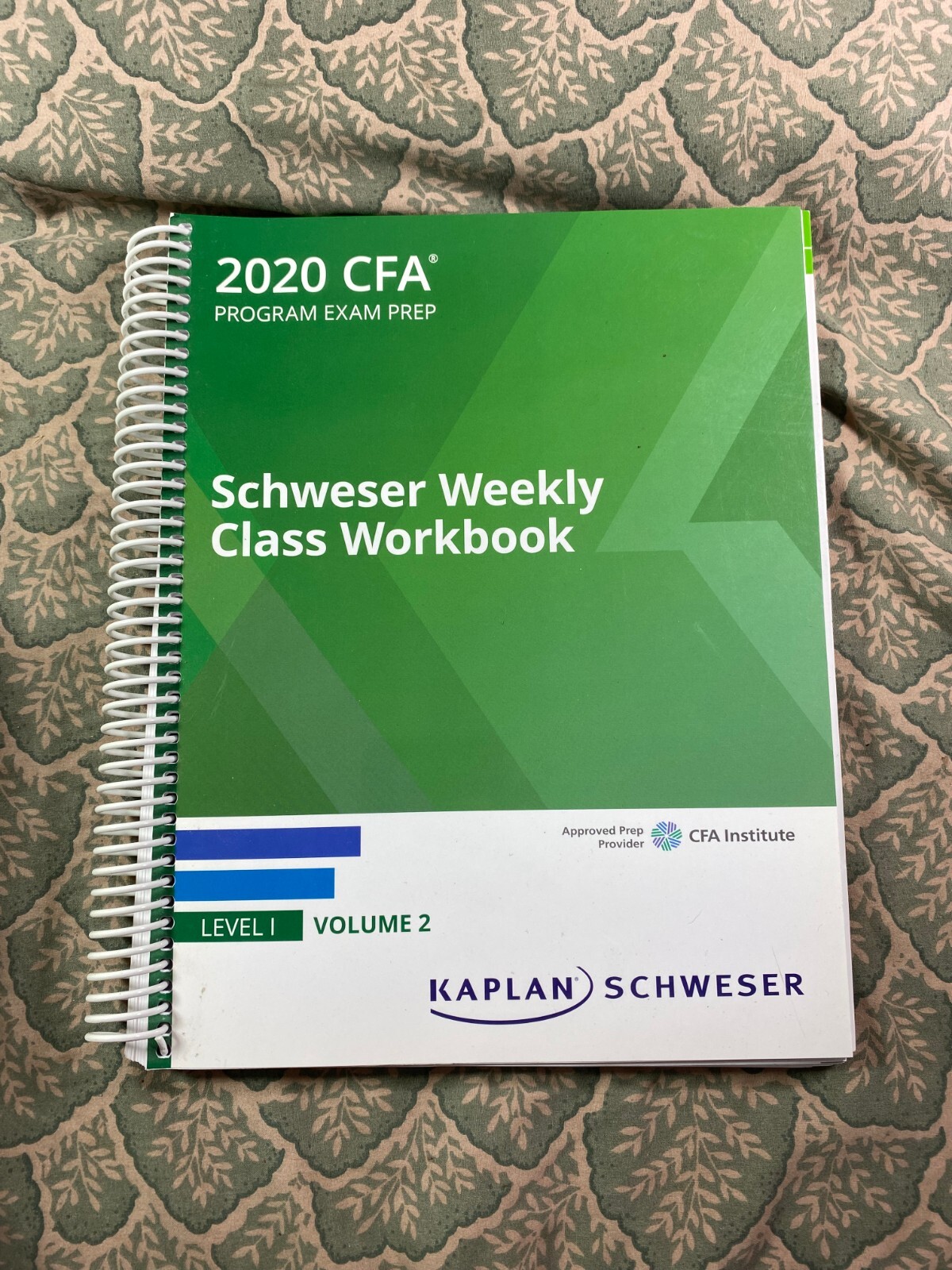 2020 CFA Program Exam Prep Schweser Weekly Class Workbook Level 1 Volume 2