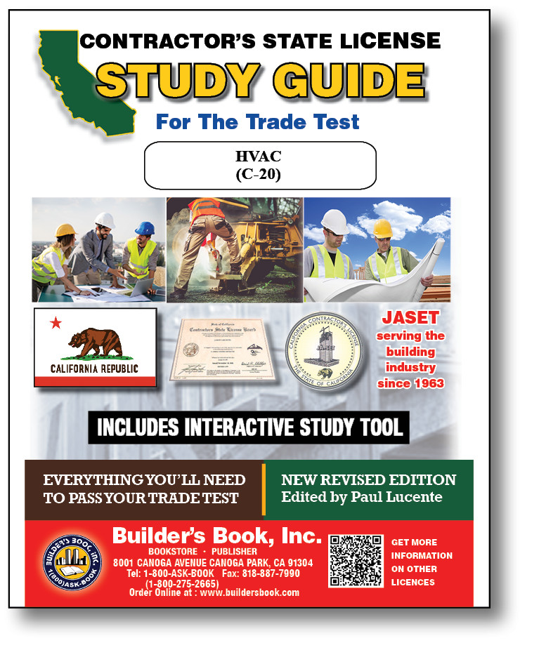 Jaset’s California HVAC (C-20) Trade Book plus Online Study Tool Home Seminar