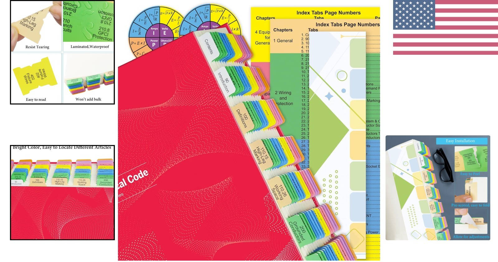 140 PCS NEC Code Index Tabs – Waterproof, Tear-Resistant & User-Friendly