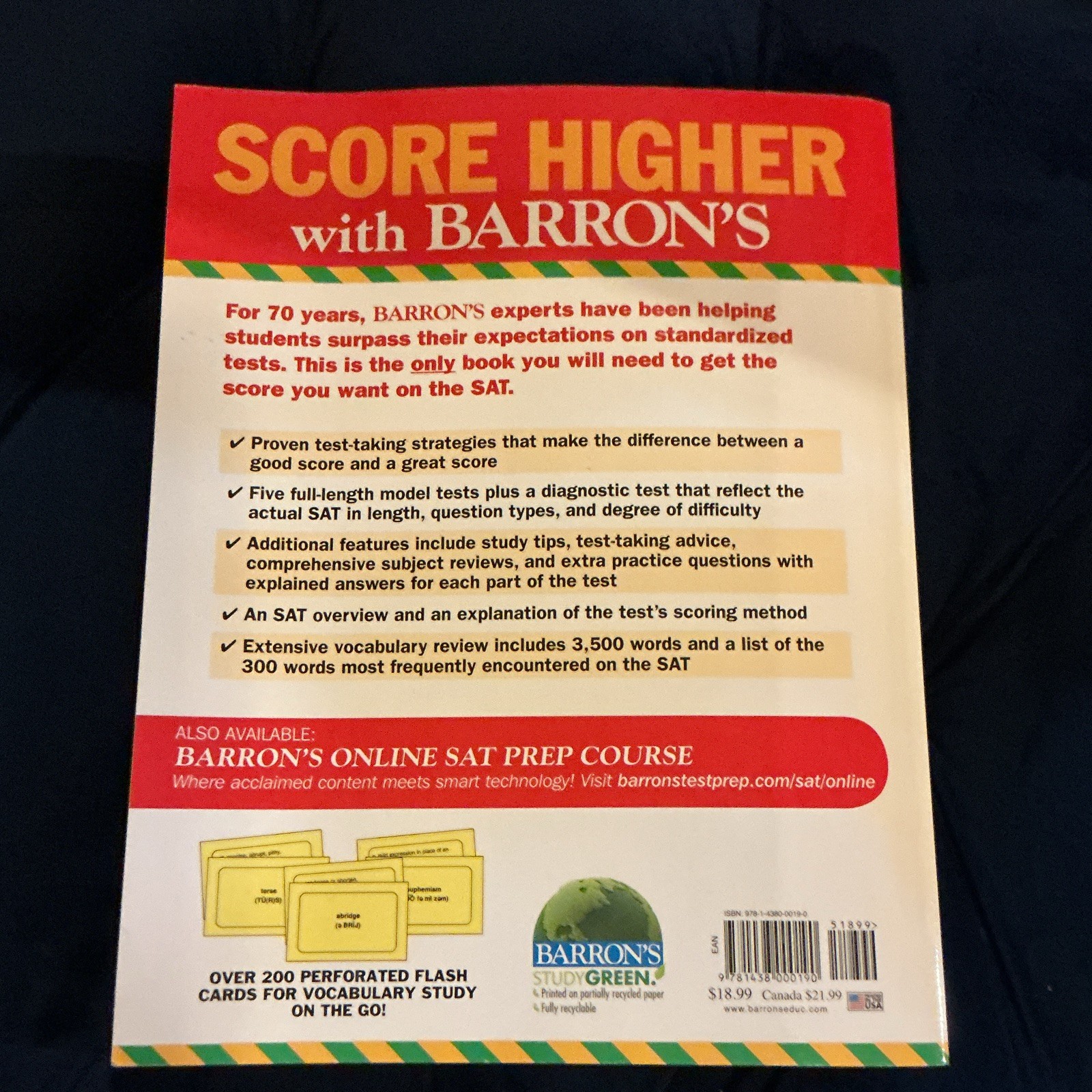 Barron’s SAT 26th Edition Study Guide Book Sharon Weiner Green Ira K. Wolf